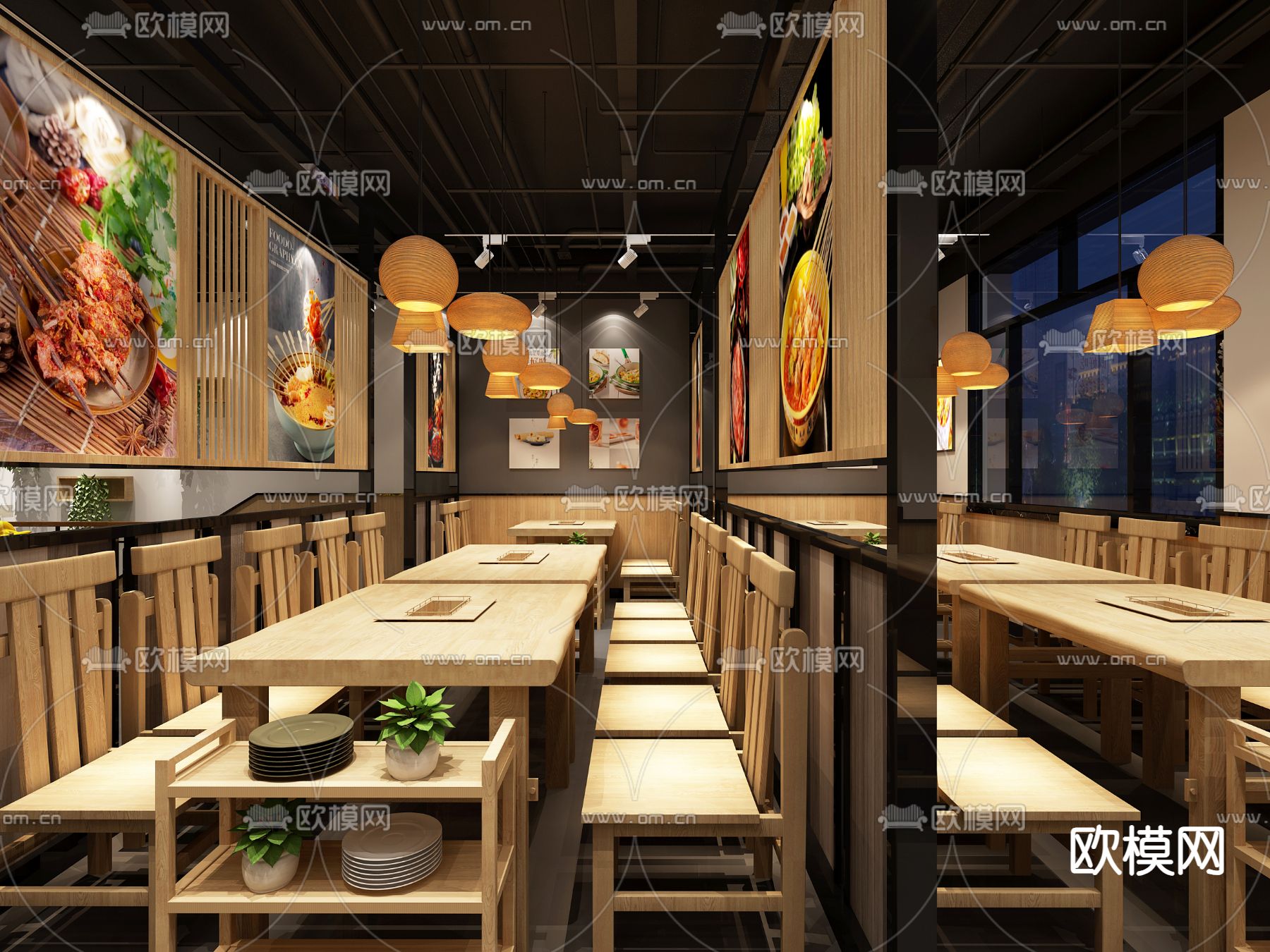 中式火锅店3d模型下载（渲染图2）