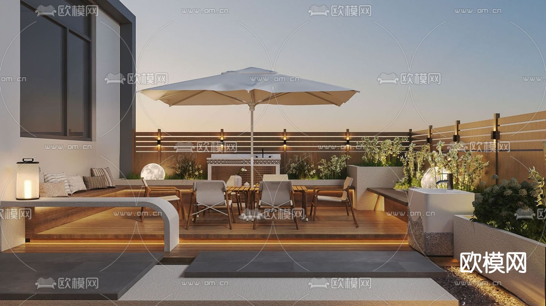 顶楼花园 屋顶花园3d模型下载