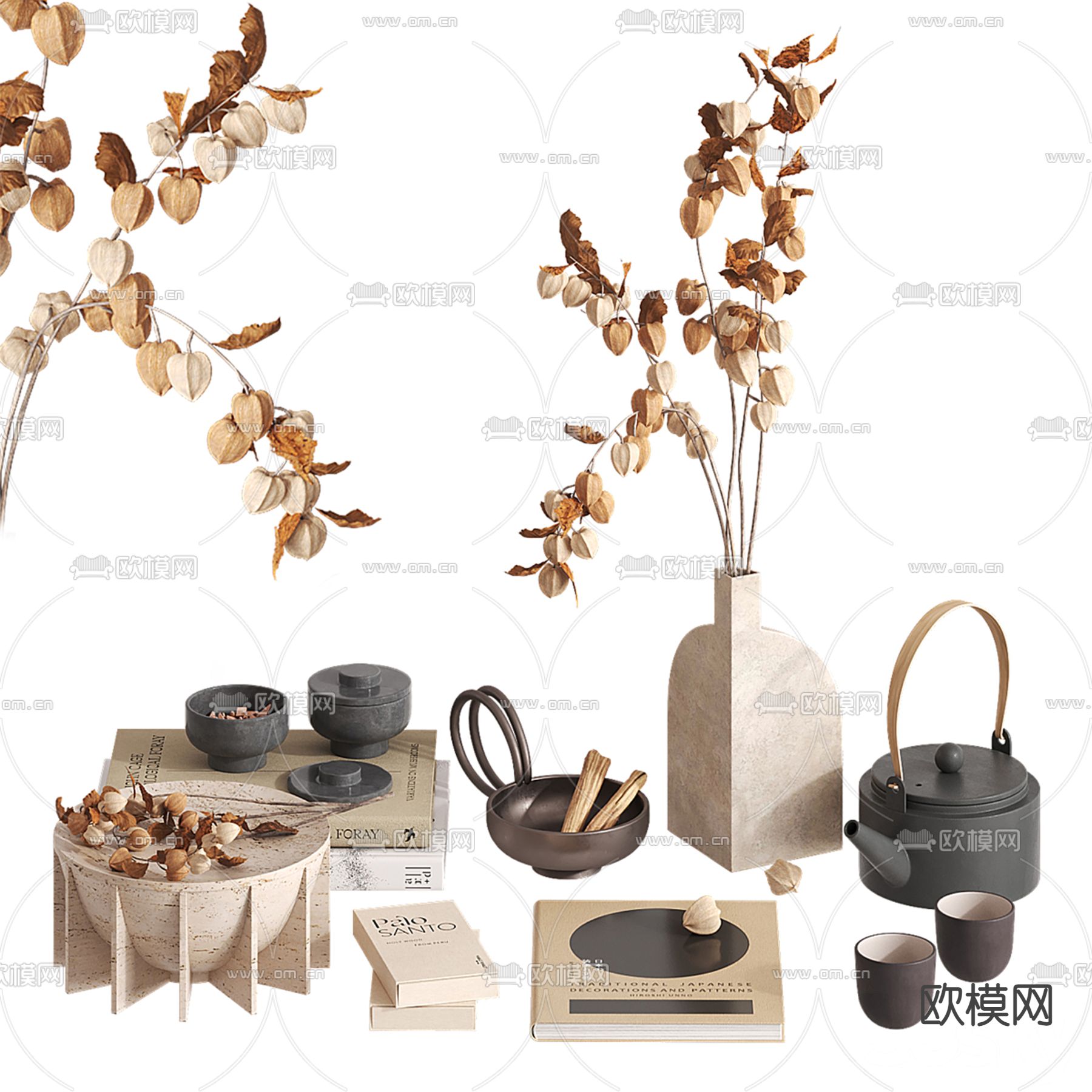 日式茶壶 茶具 桌面摆件3d模型下载