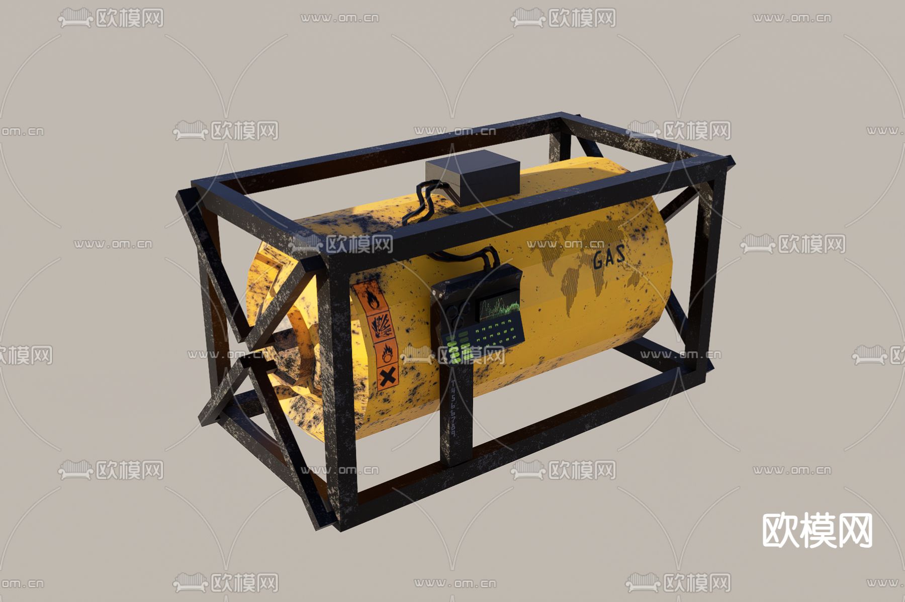 工业设备 小型气罐 储气罐3d模型下载（渲染图1）