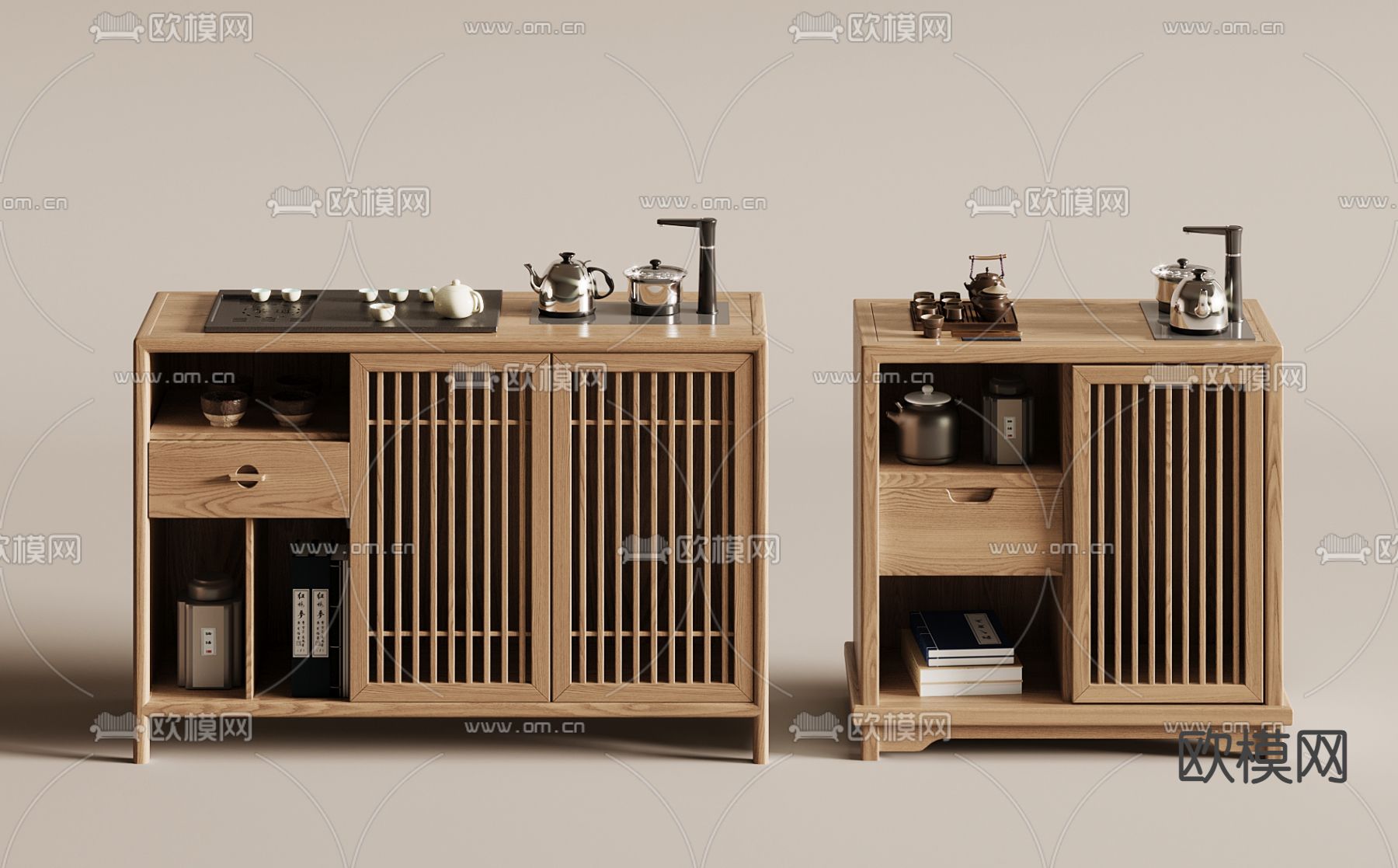 中古风茶水柜 茶柜3d模型下载