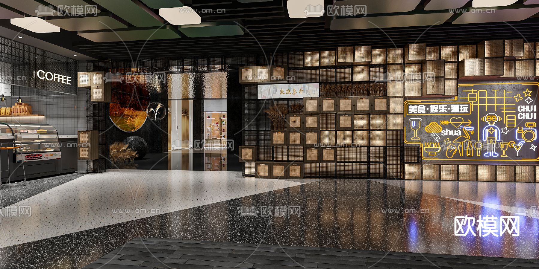 商场走廊 过道3d模型下载