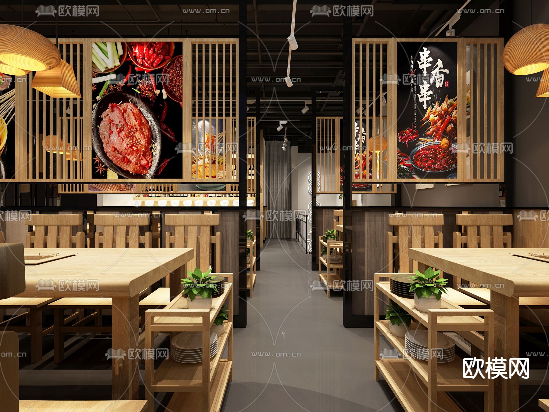 中式火锅店3d模型下载（渲染图3）