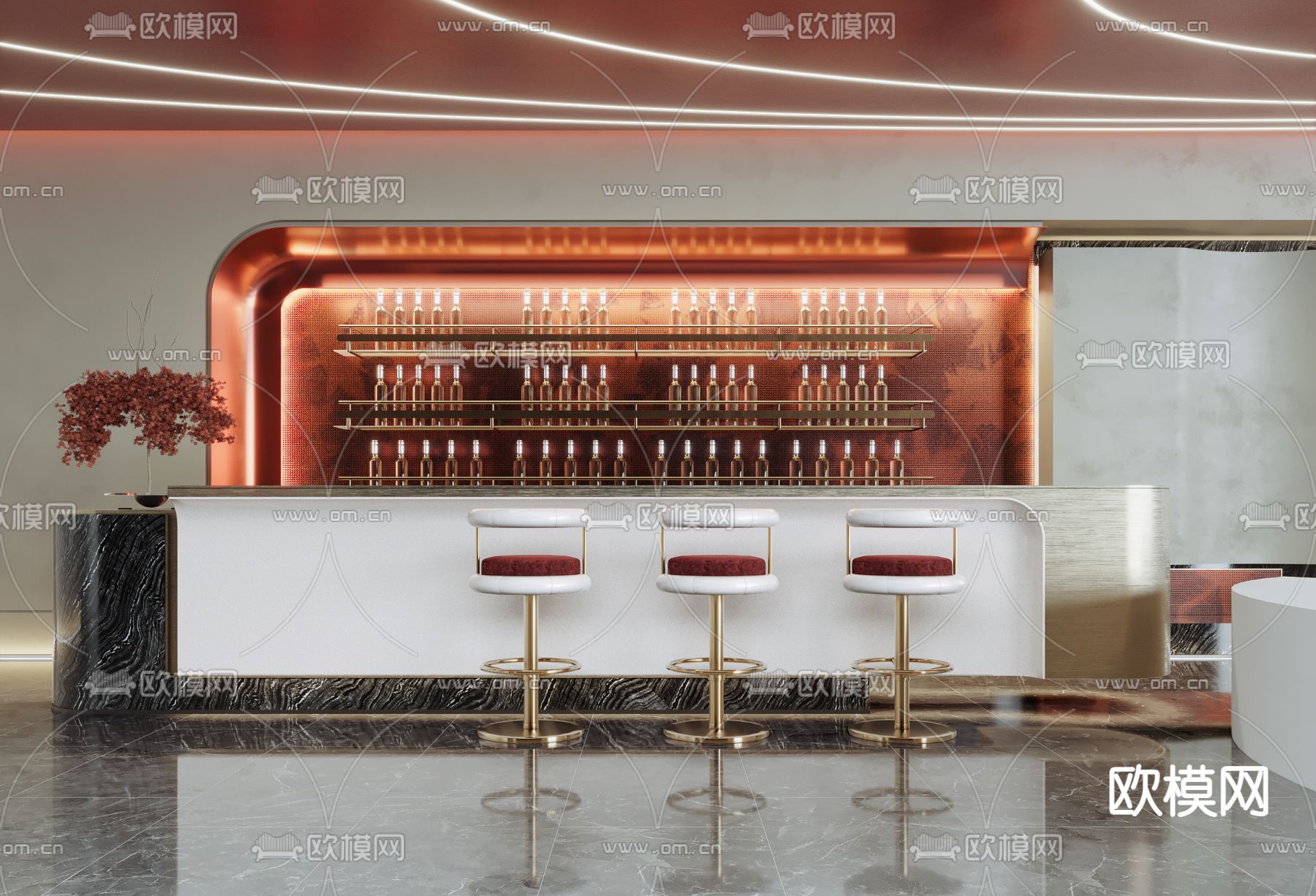 WJID酒吧 吧台3d模型下载