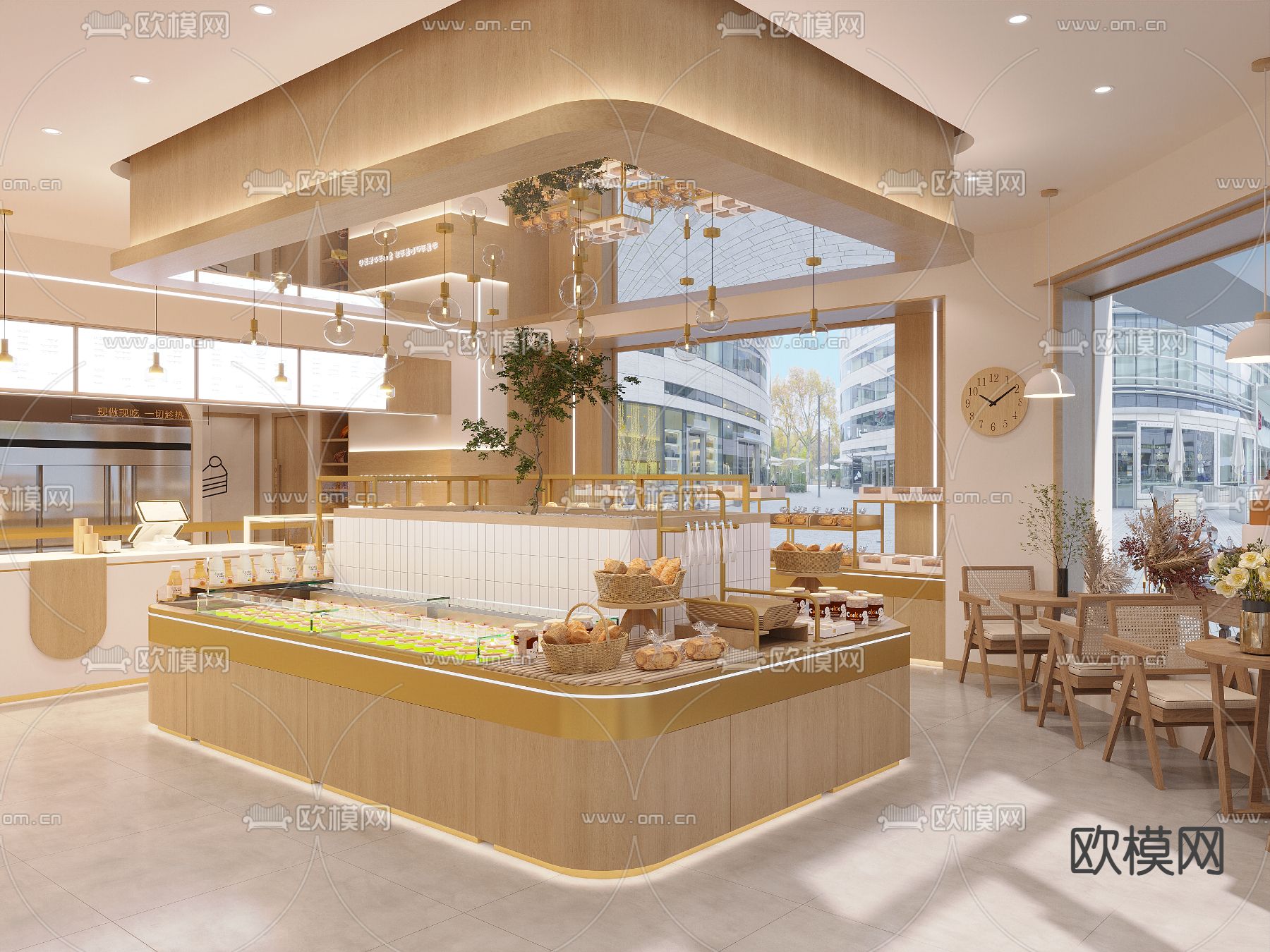 侘寂风甜品店 面包店3d模型下载（渲染图2）