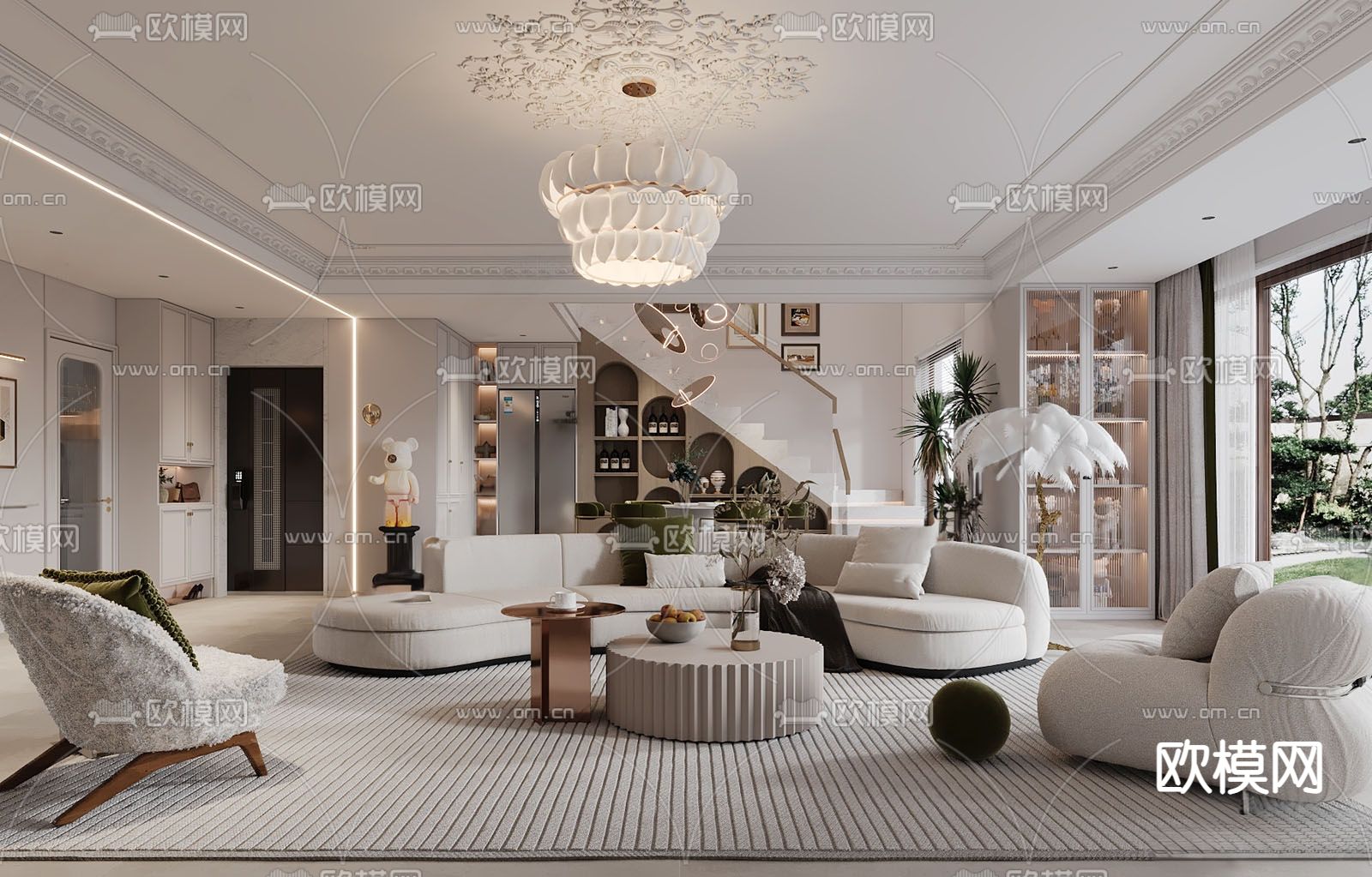 法式客厅3d模型下载