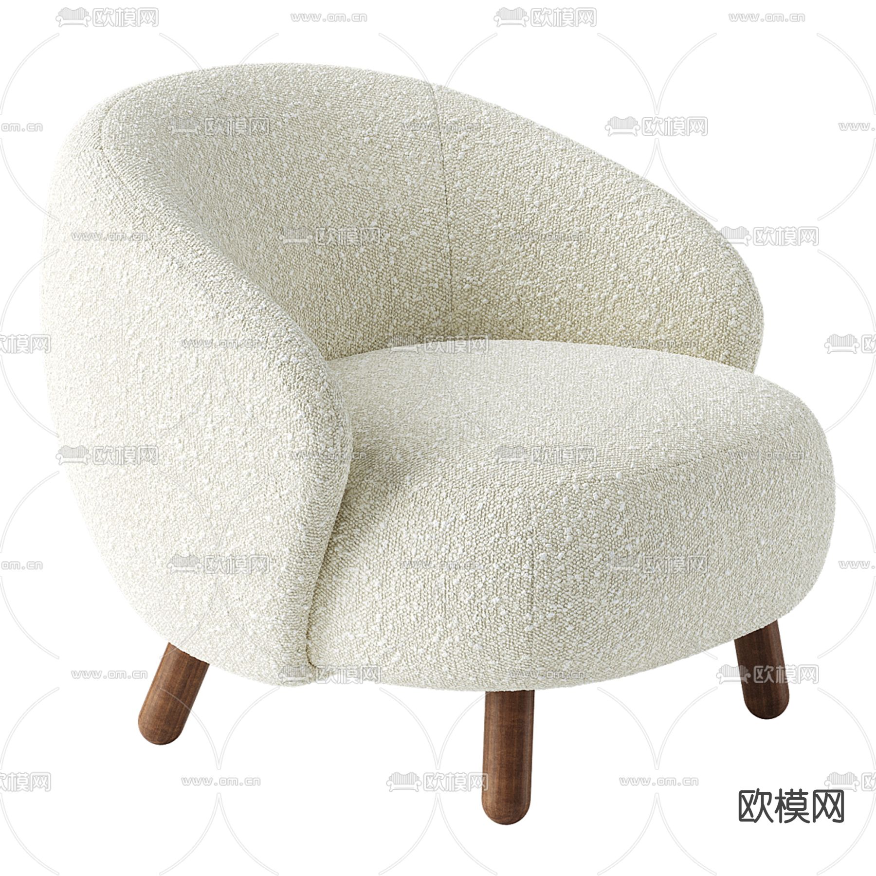 欧式 布艺休闲椅 椅子3d模型下载（渲染图1）