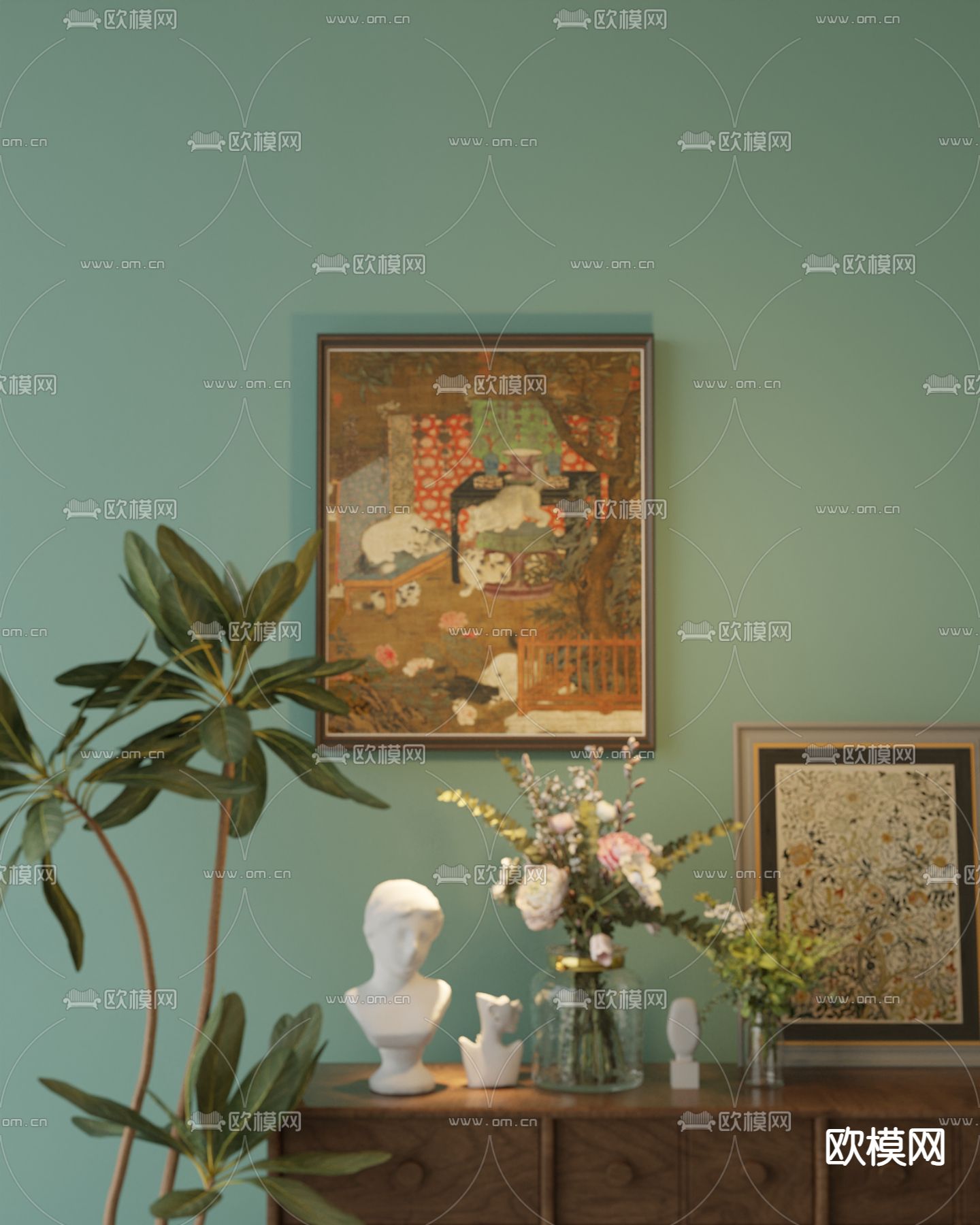 中古风装饰画su模型下载（渲染图2）
