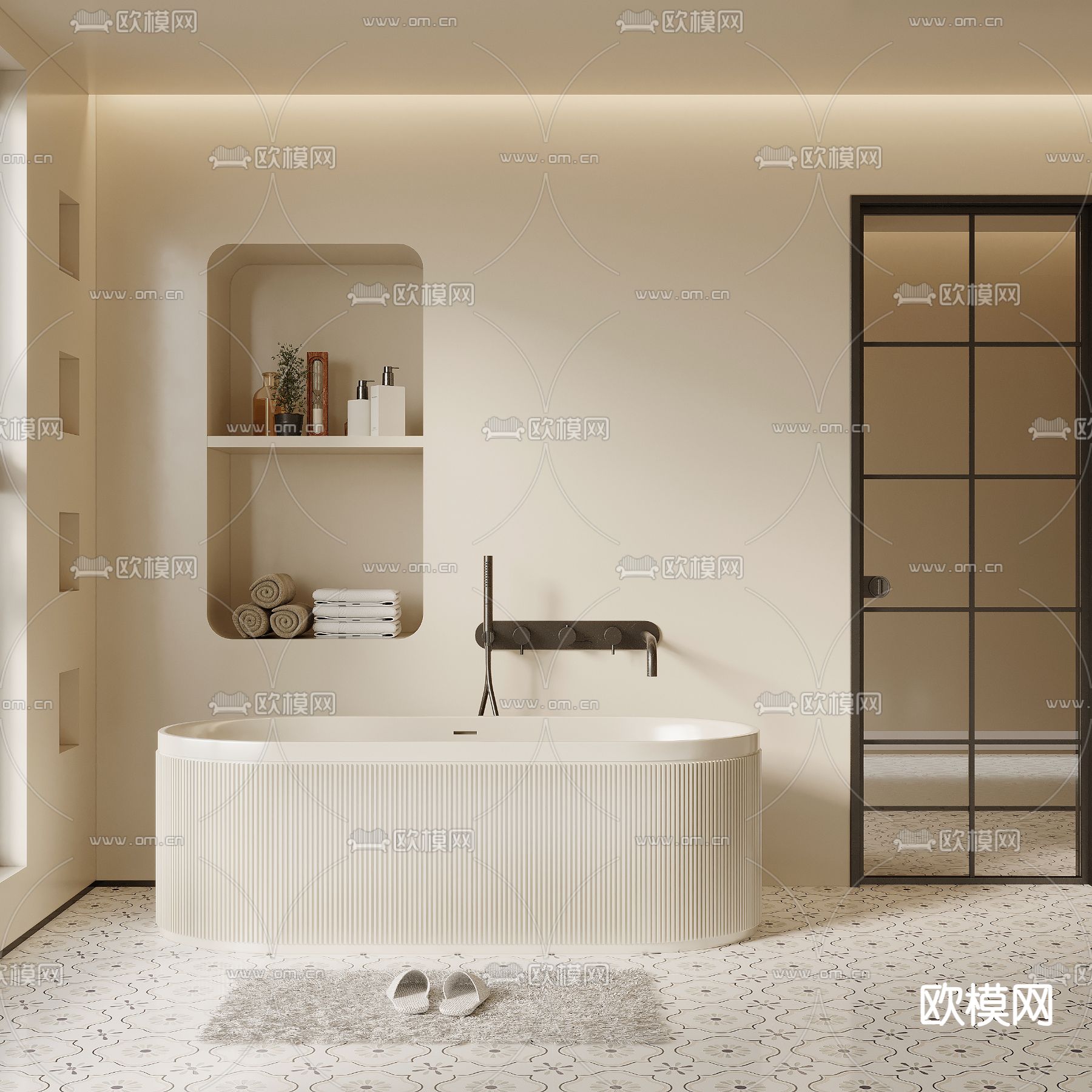 奶油风浴缸3d模型下载