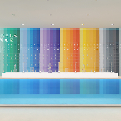  现代美妆店 化妆品展示柜su模型 