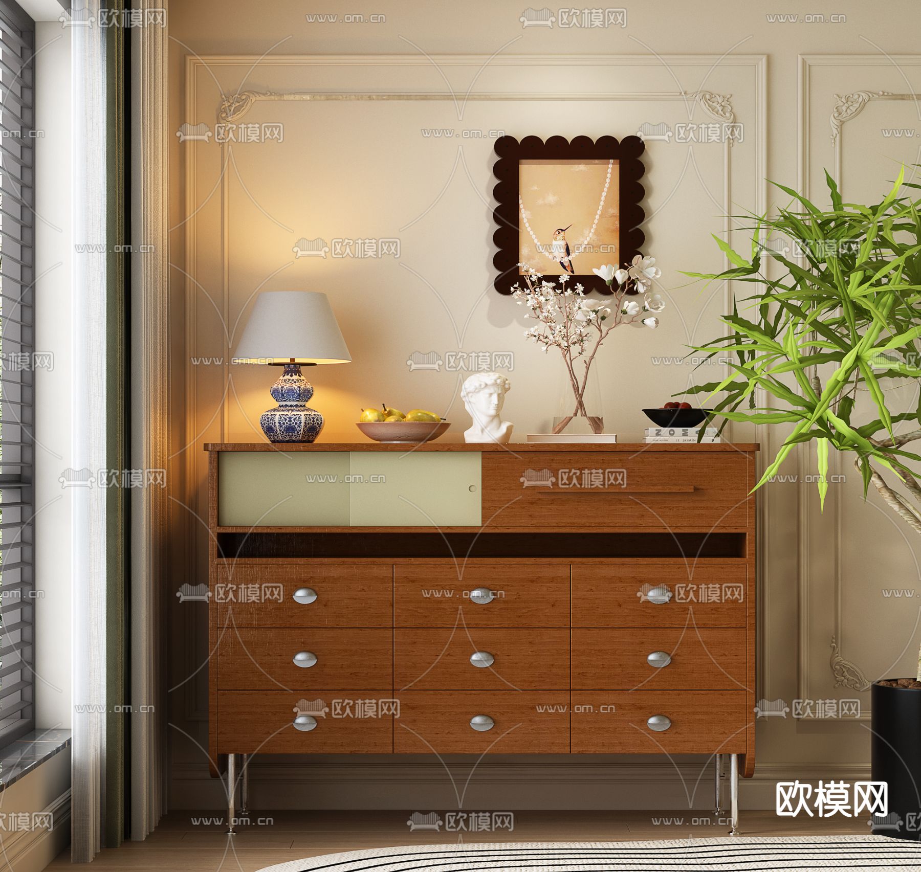 中古风斗柜 抽屉柜3d模型下载