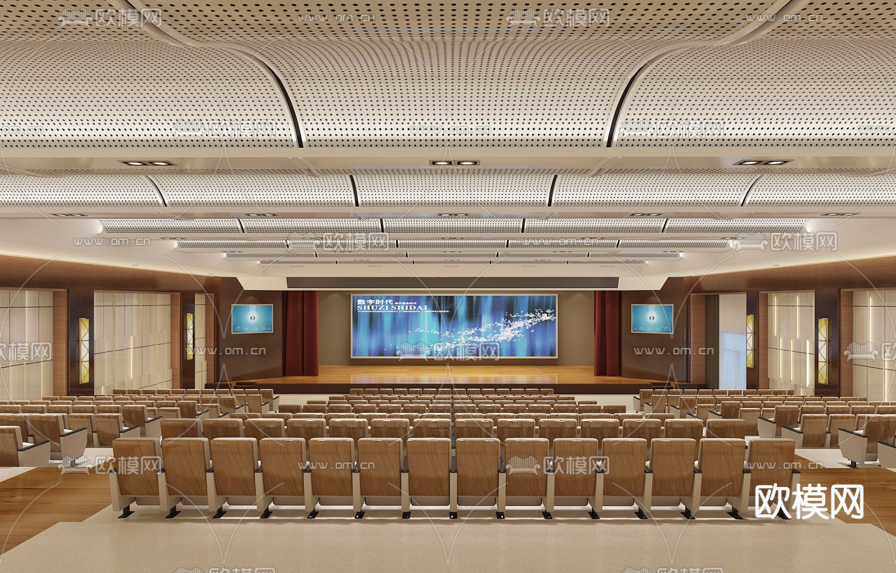 现代报告厅 会议厅3d模型下载