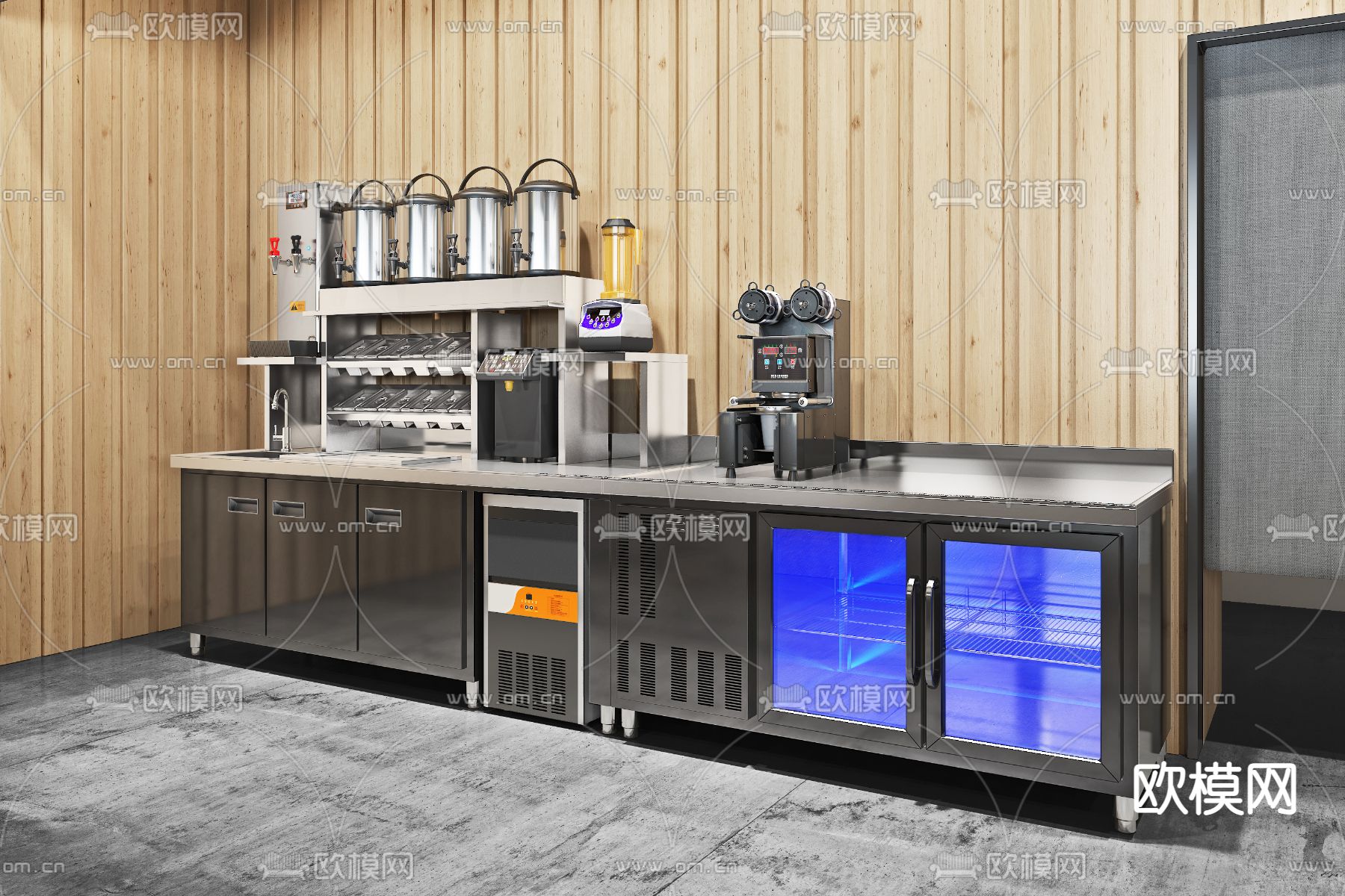 奶茶店 咖啡店3d模型下载