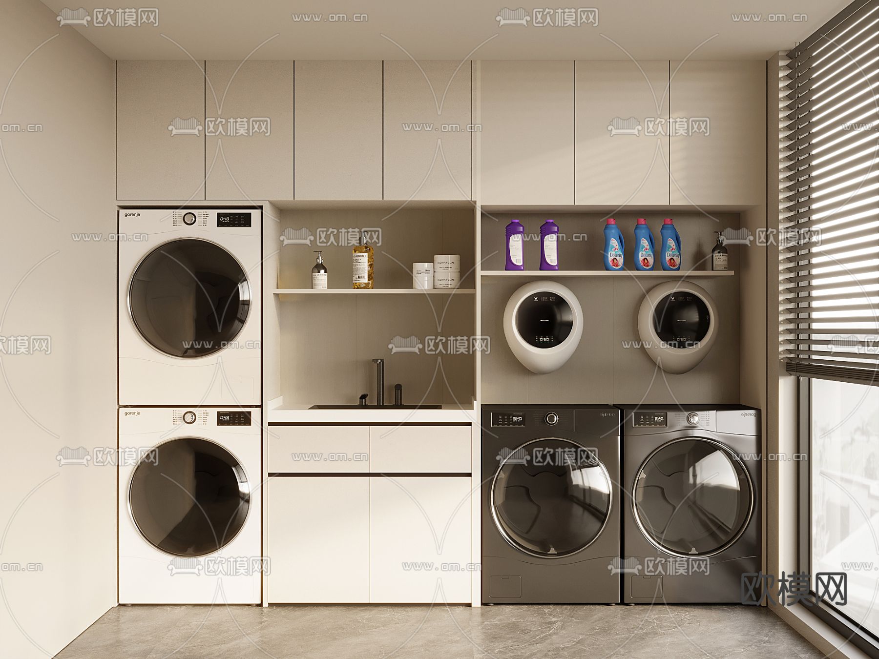 洗衣房 洗衣间 洗衣柜3d模型下载