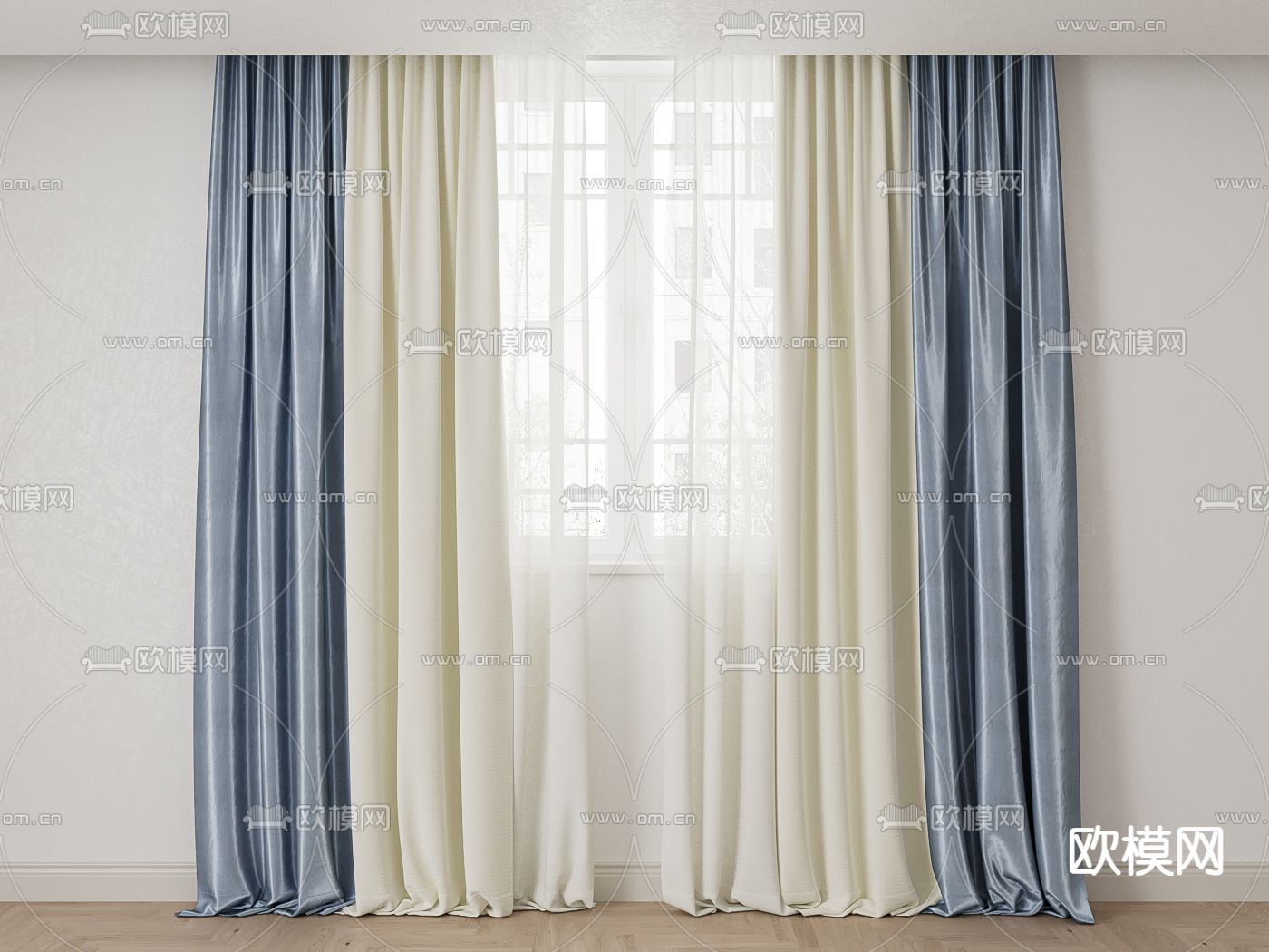 北欧丝绸窗帘 纱帘3d模型下载