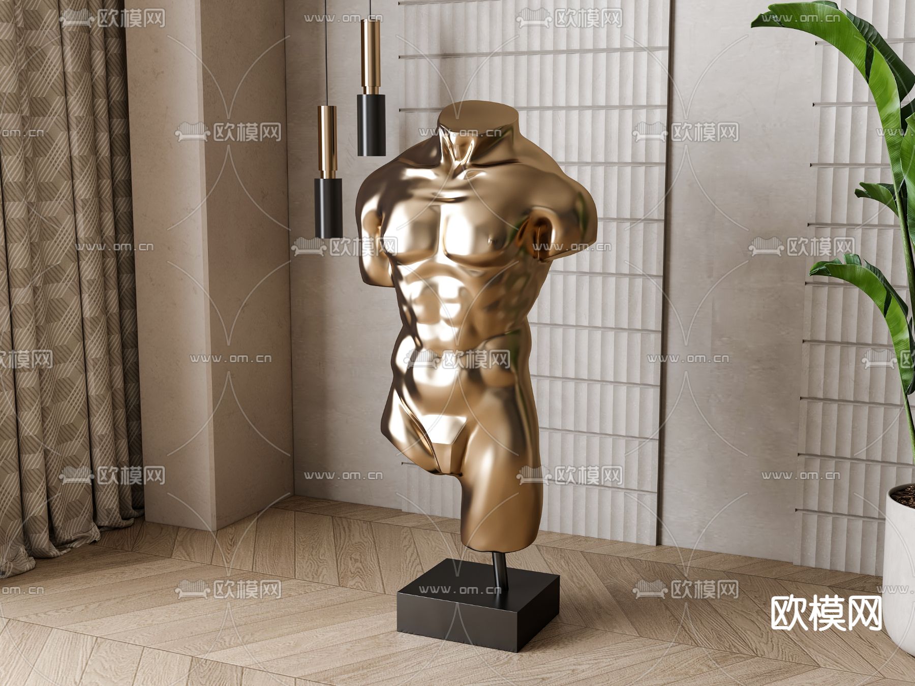 美式 金属雕塑 人像摆件3d模型下载