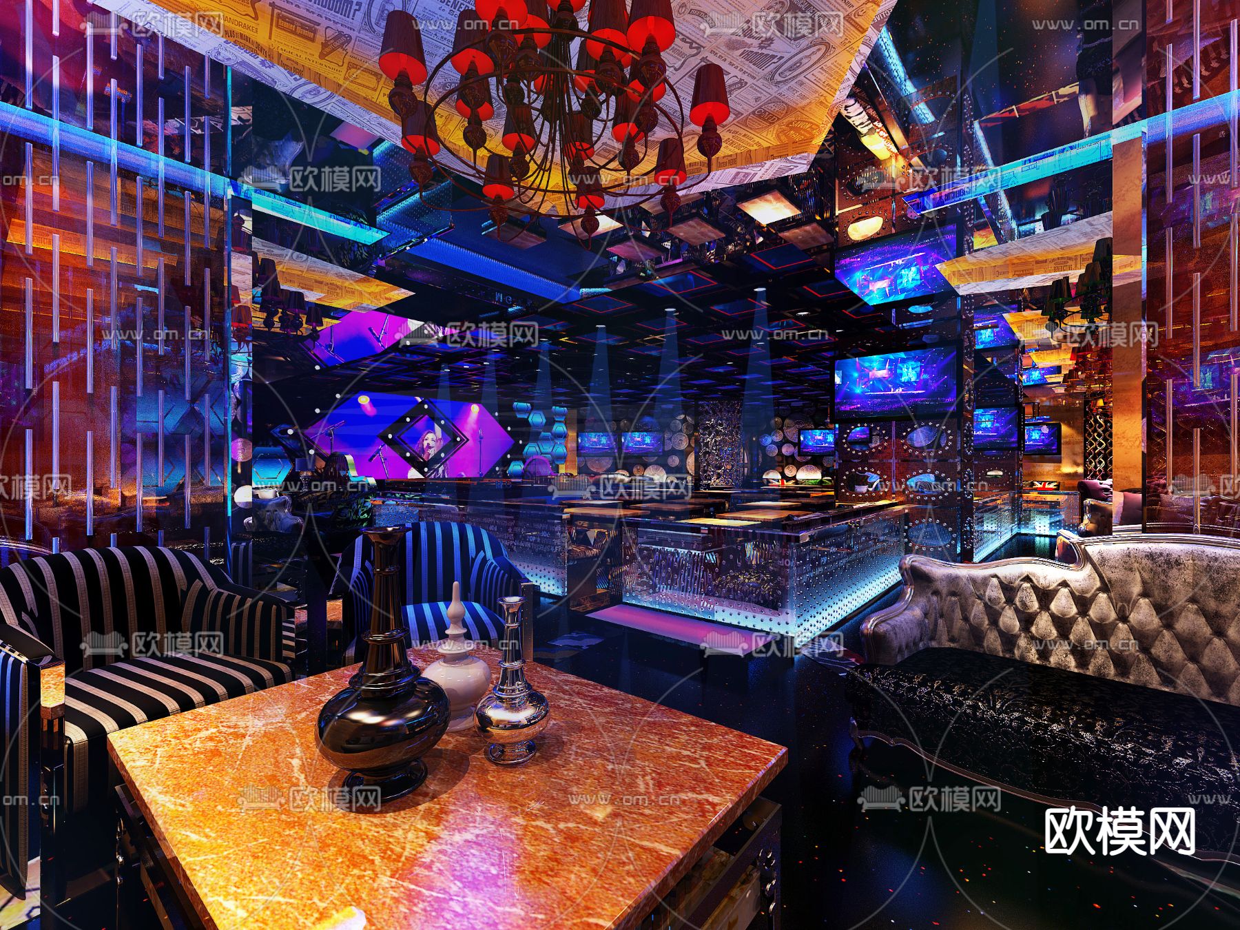 后现代酒吧 清吧 夜总会3d模型下载（渲染图3）