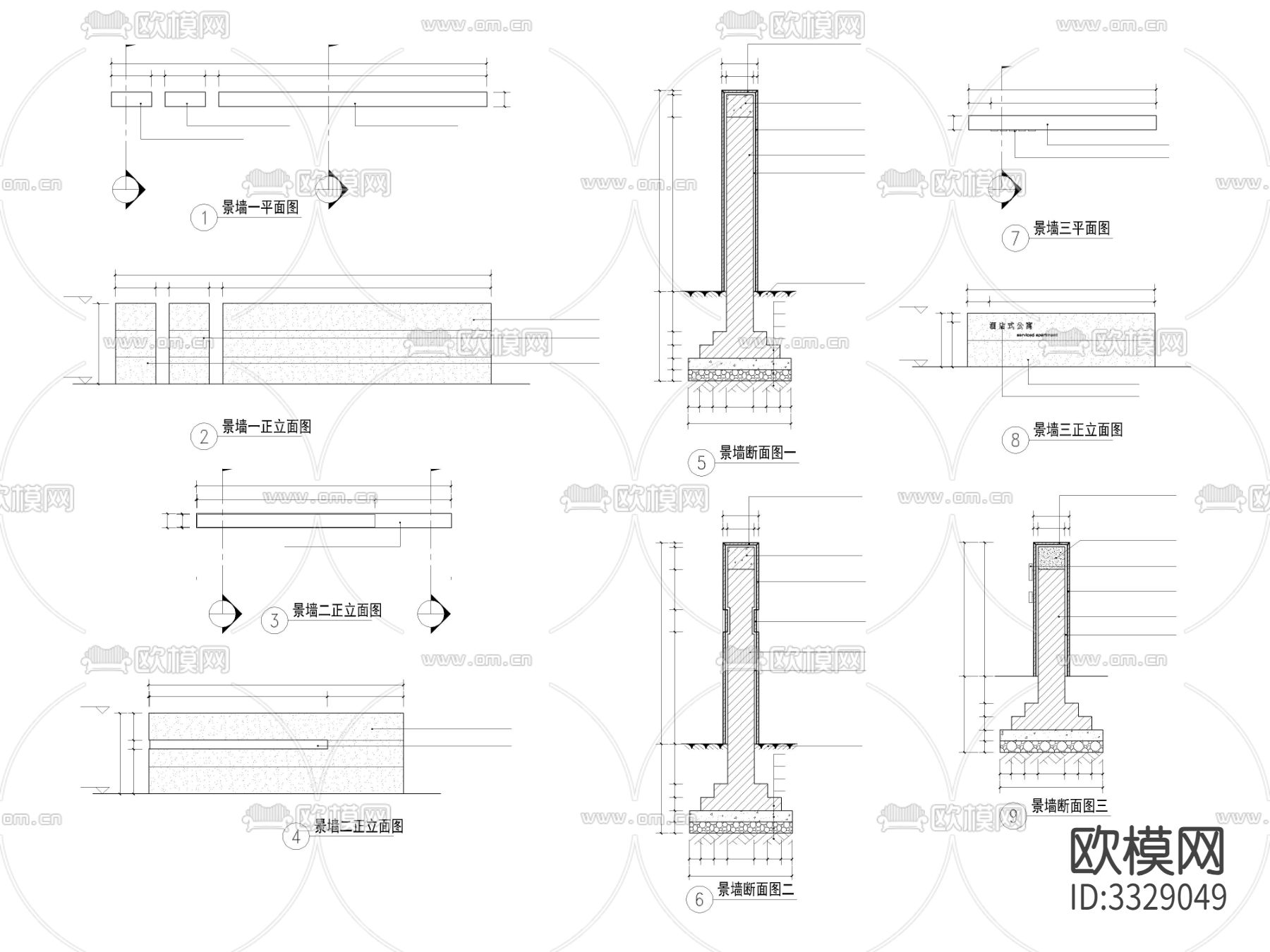 特色景墙详图cad大样图下载