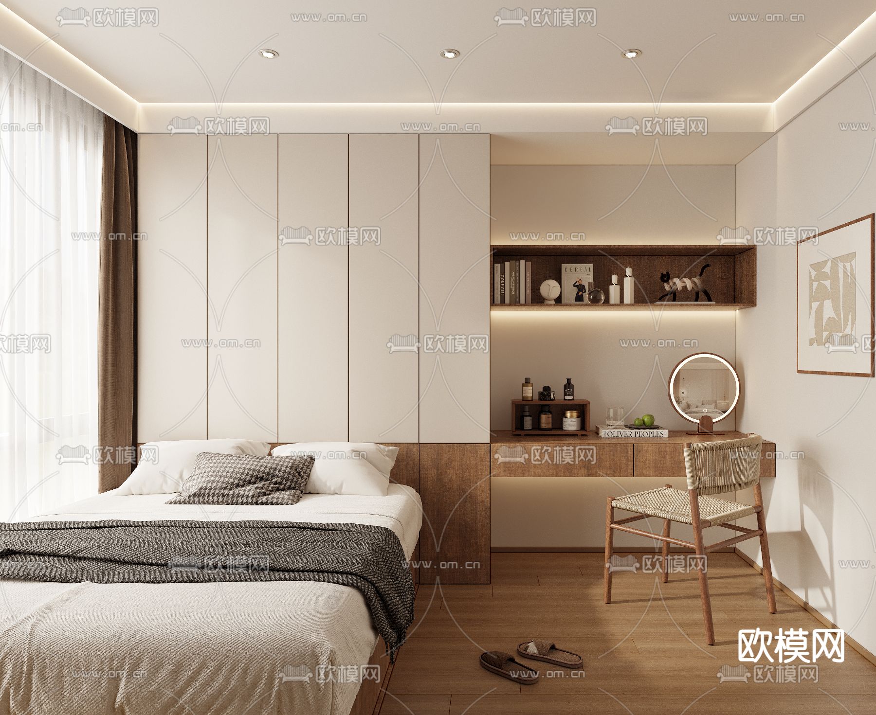 侘寂榻榻米卧室 次卧3d模型下载