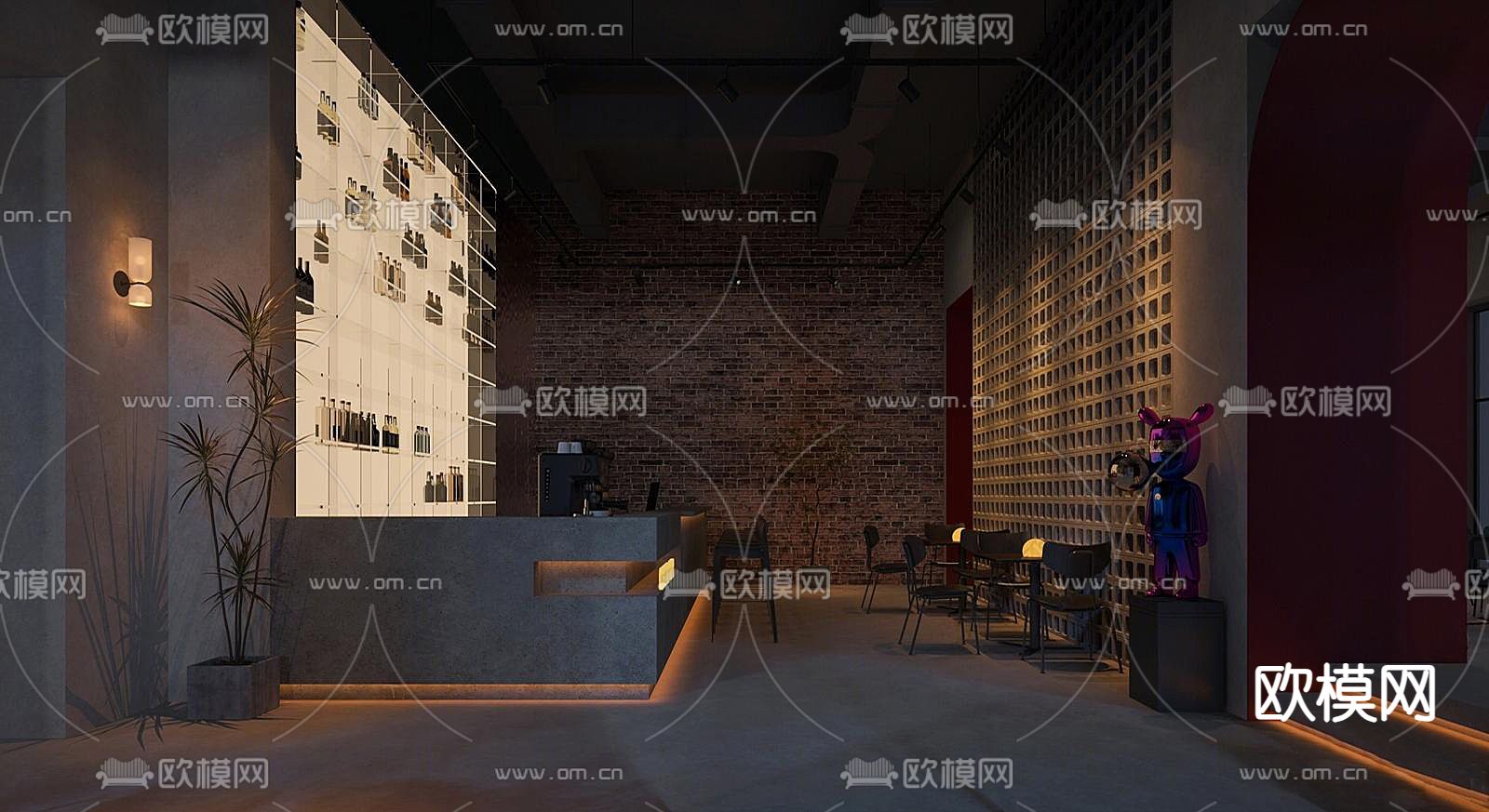 工业风咖啡厅 咖啡馆3d模型下载（渲染图4）