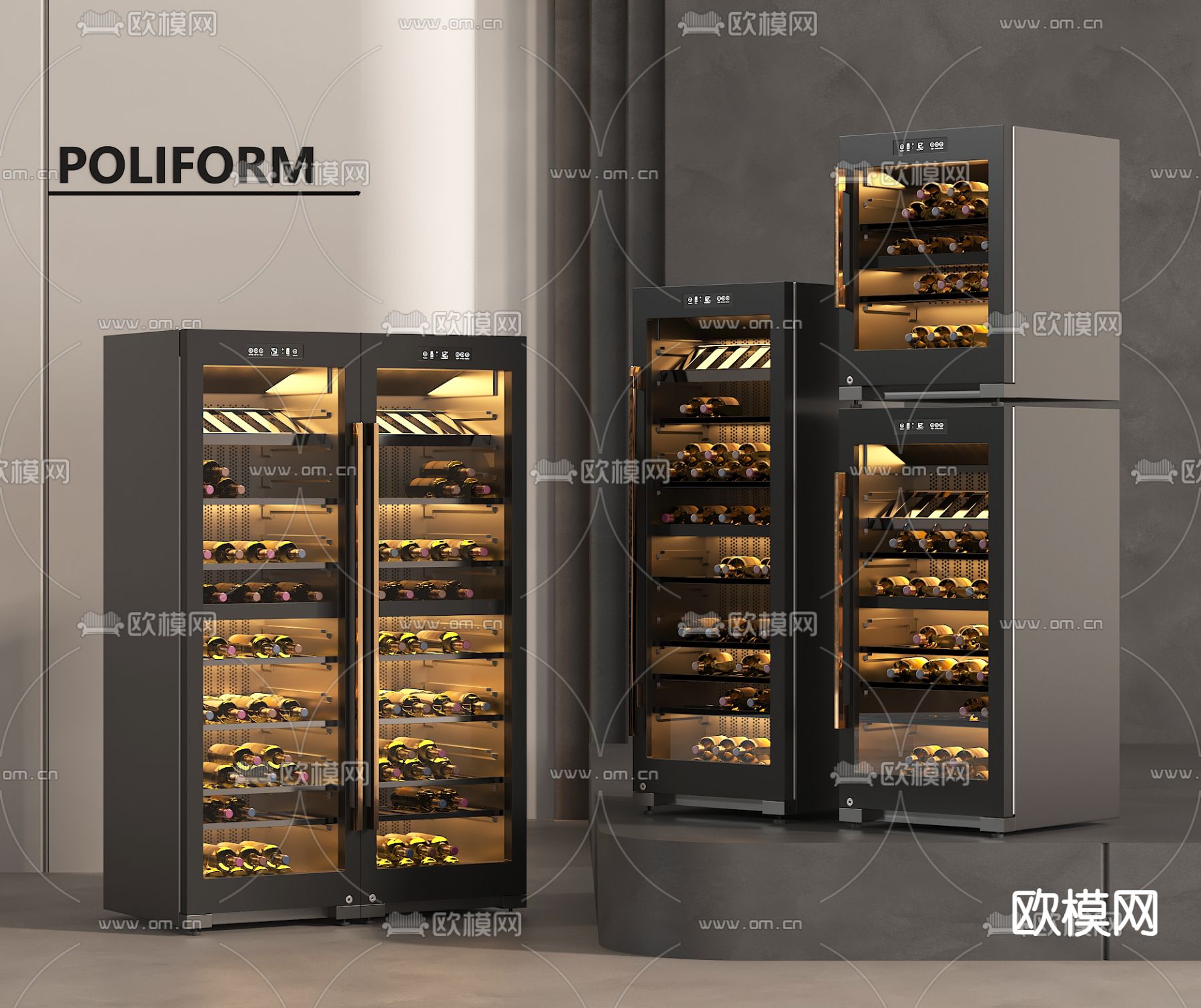 恒温酒柜 红酒柜3d模型下载