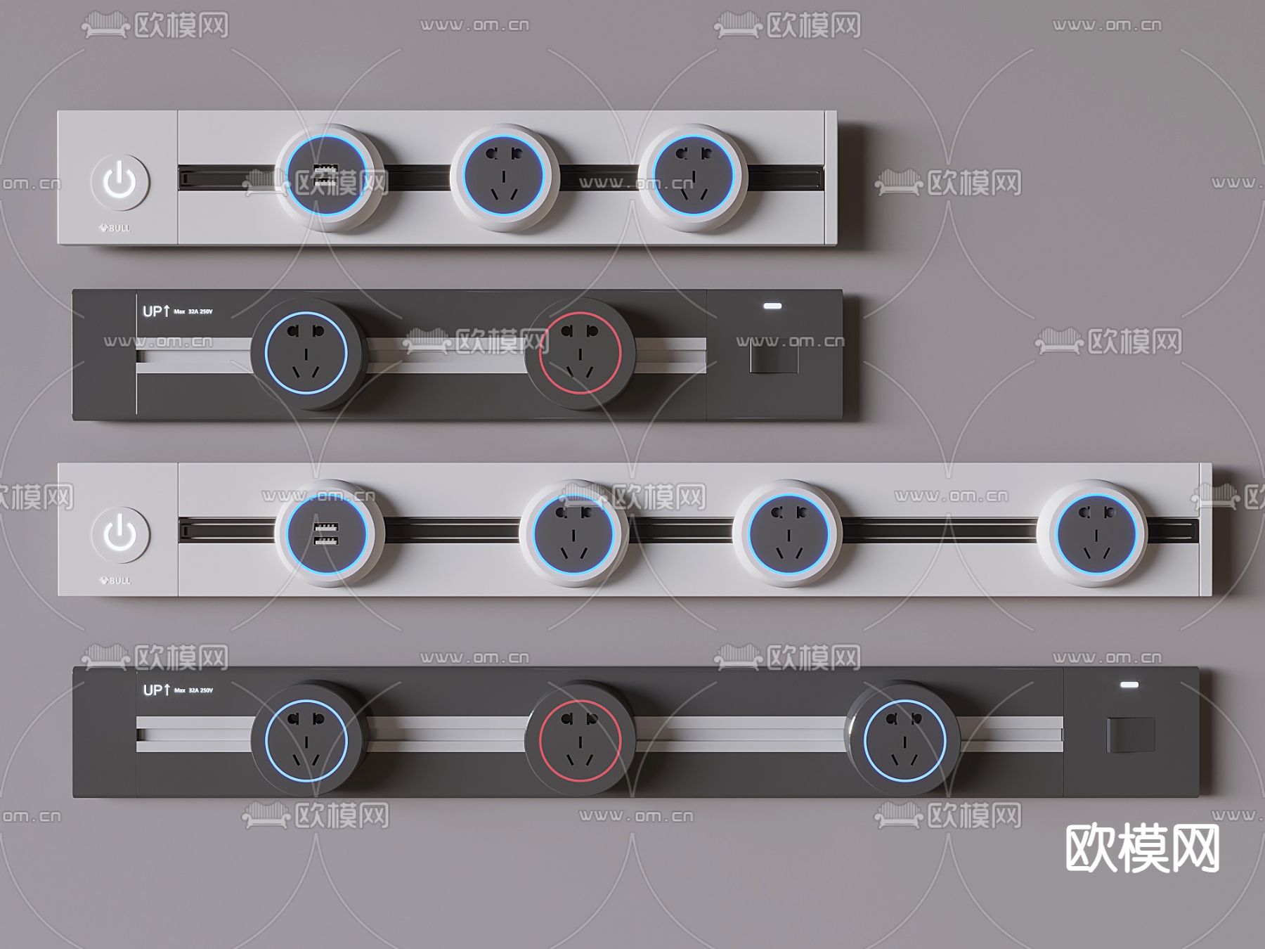 智能开关 轨道插座3d模型下载