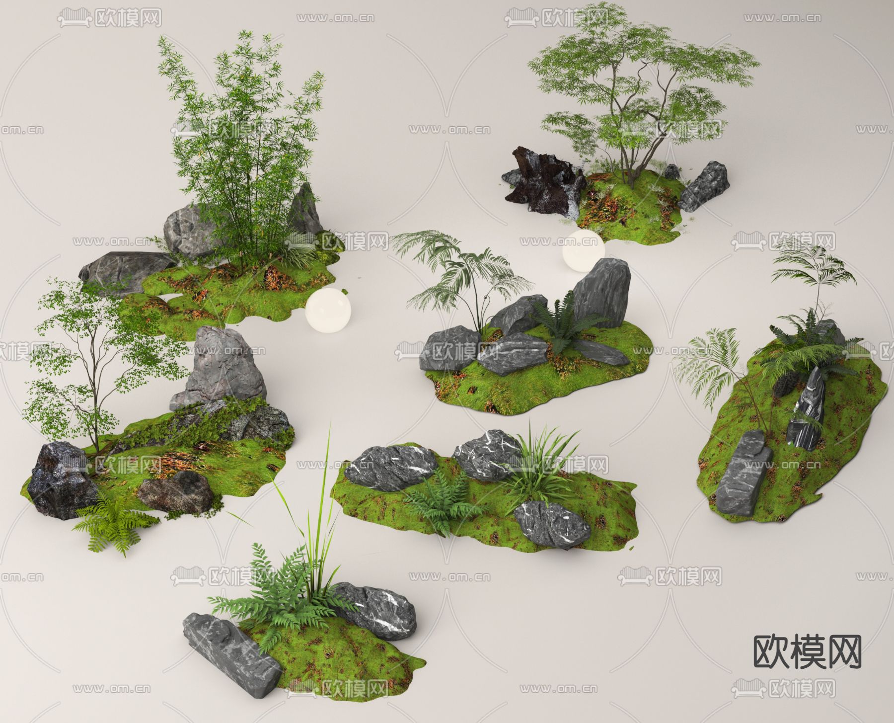 庭院小品 植物造景3d模型下载