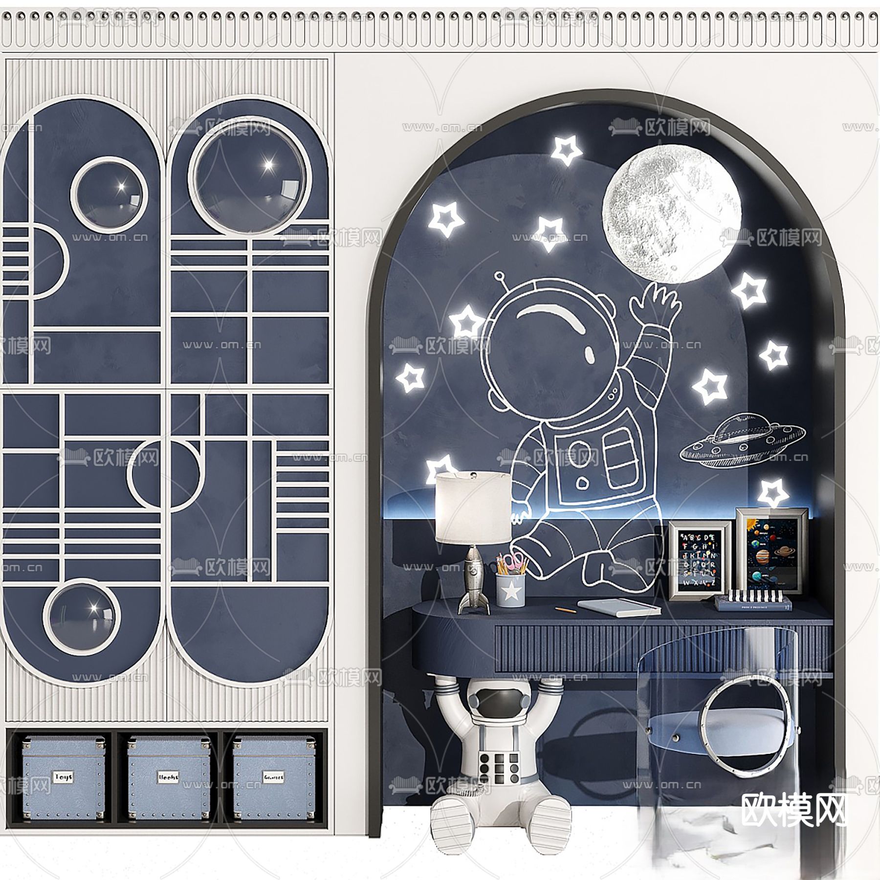 儿童衣柜 书桌 学习桌3d模型下载