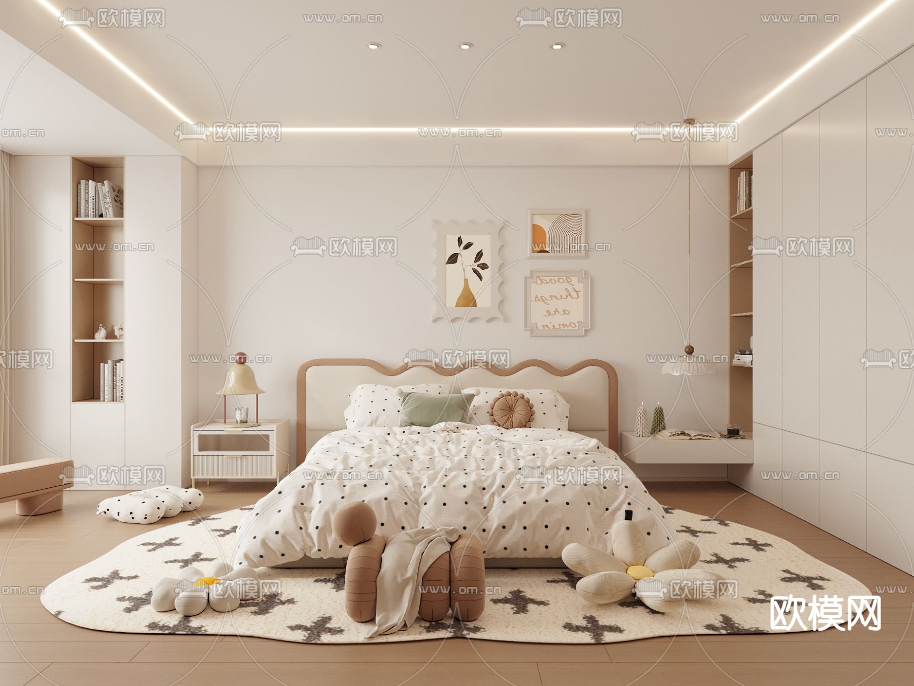 奶油风儿童房 女孩房 小孩房3d模型下载