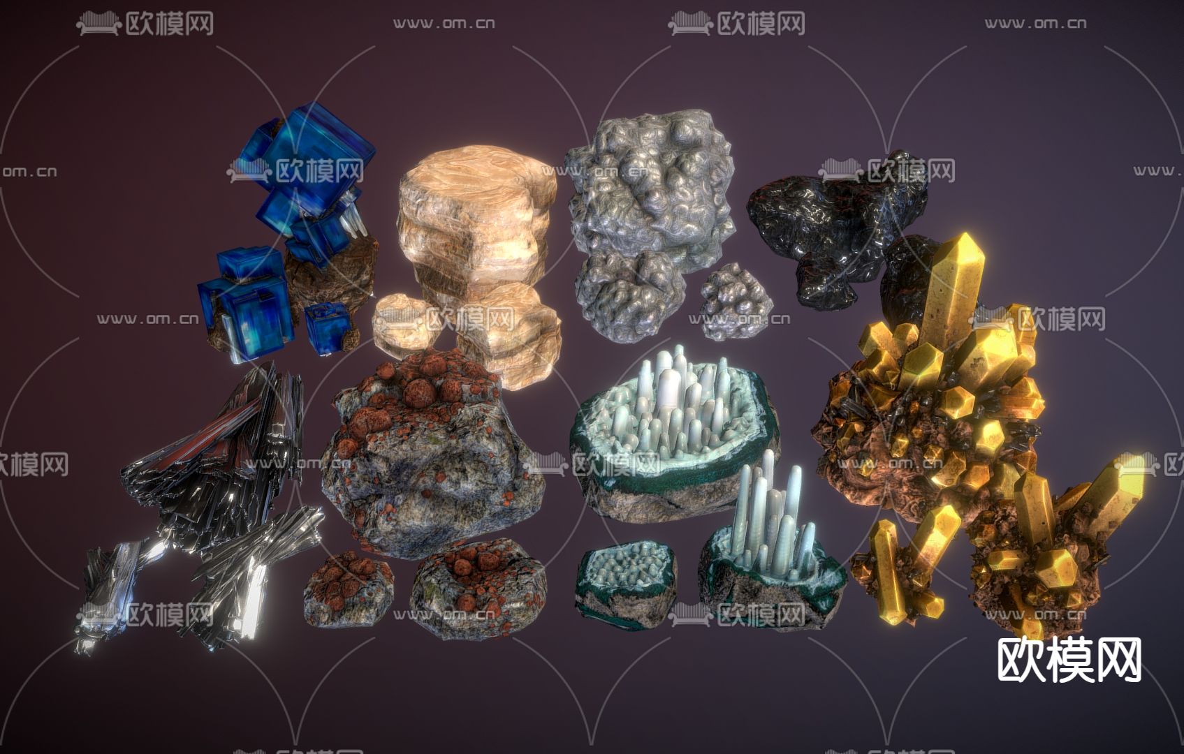 水晶雕塑 宝石雕塑3d模型下载（渲染图2）