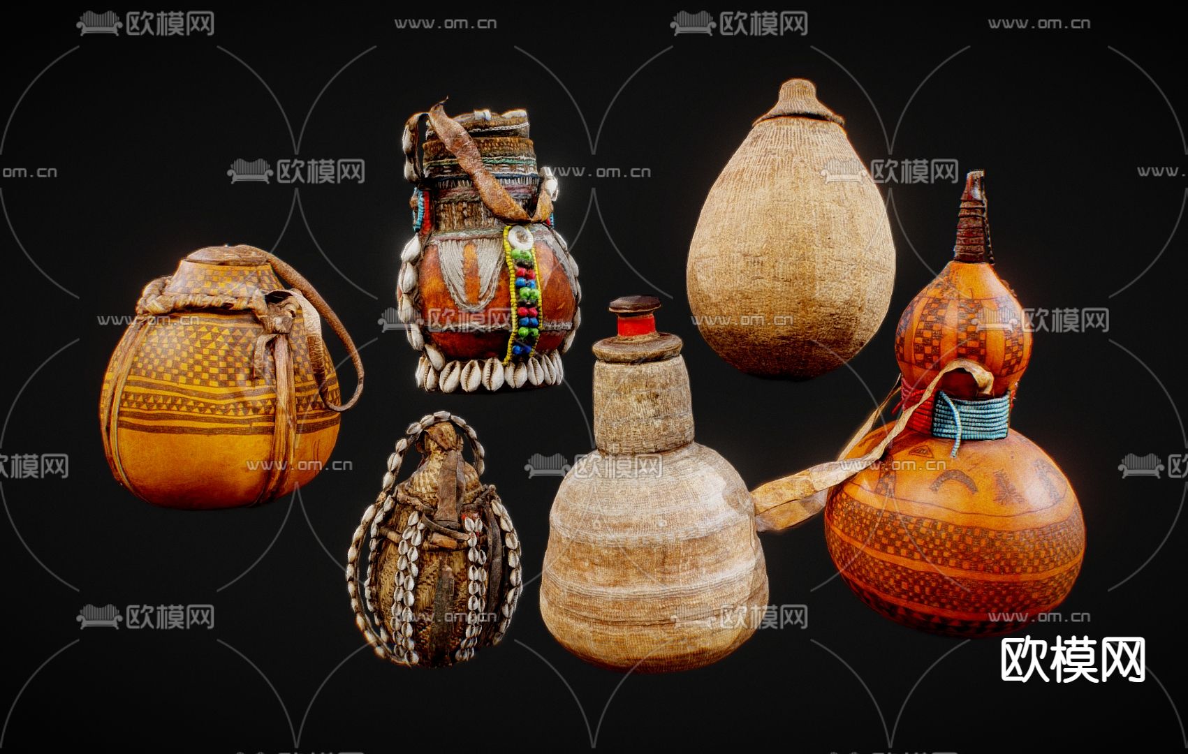 东南亚 桌面装饰 木制摆件 3d模型下载（渲染图1）