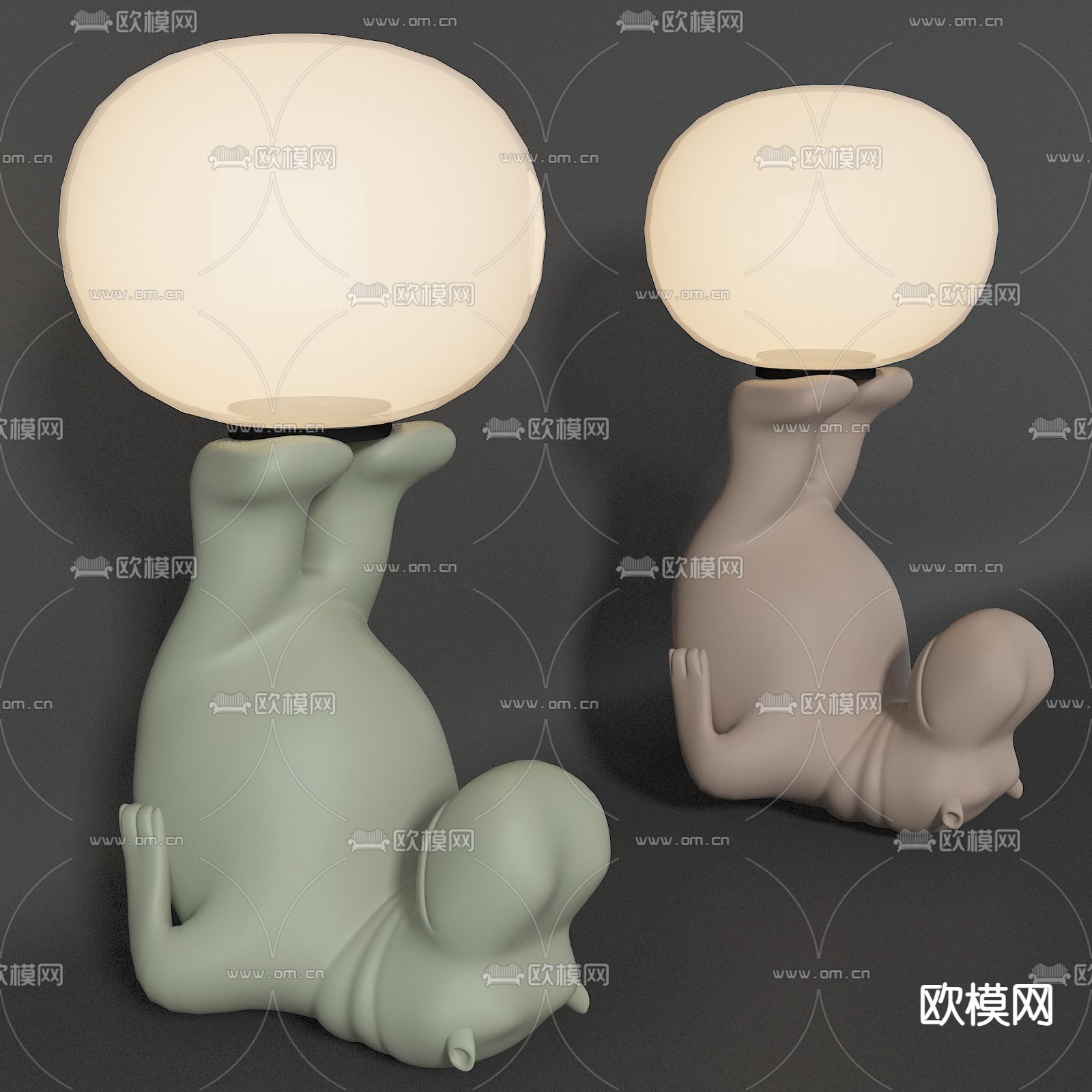 卡通落地灯 河马灯3d模型下载