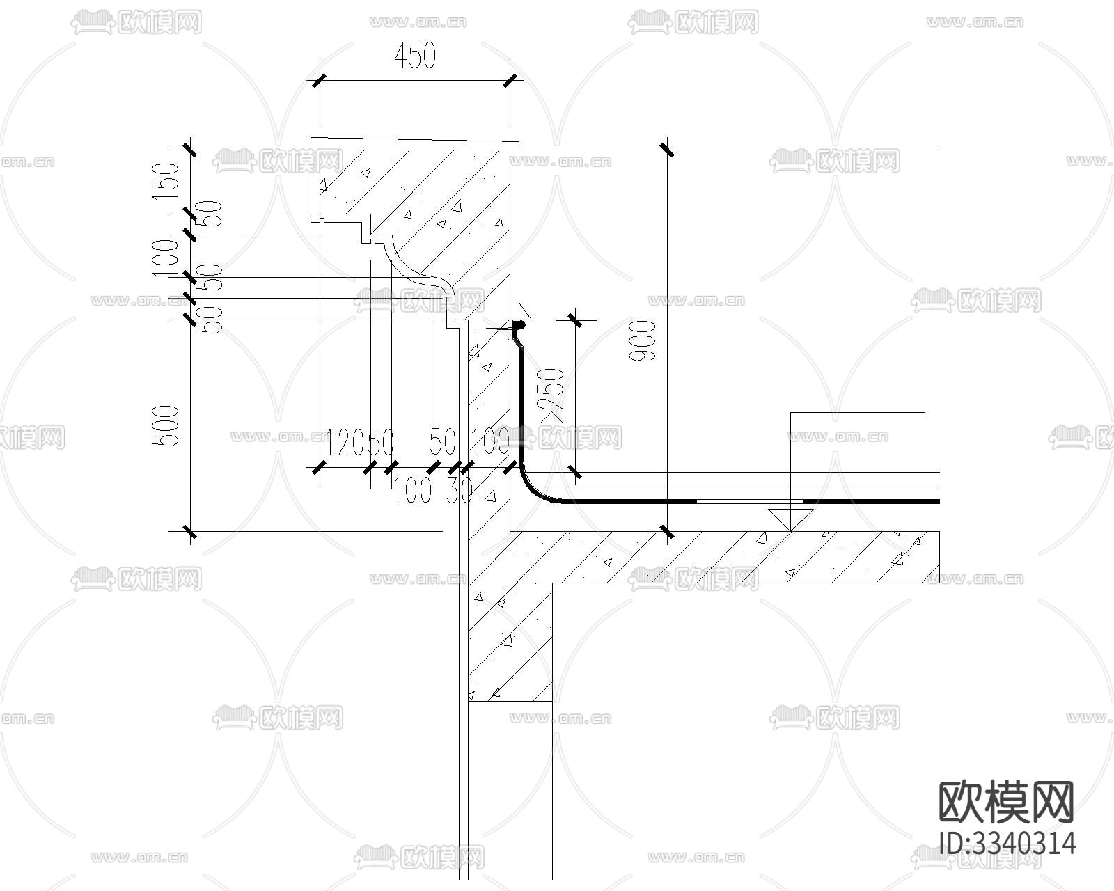 欧式线角节点大样图下载（渲染图4）