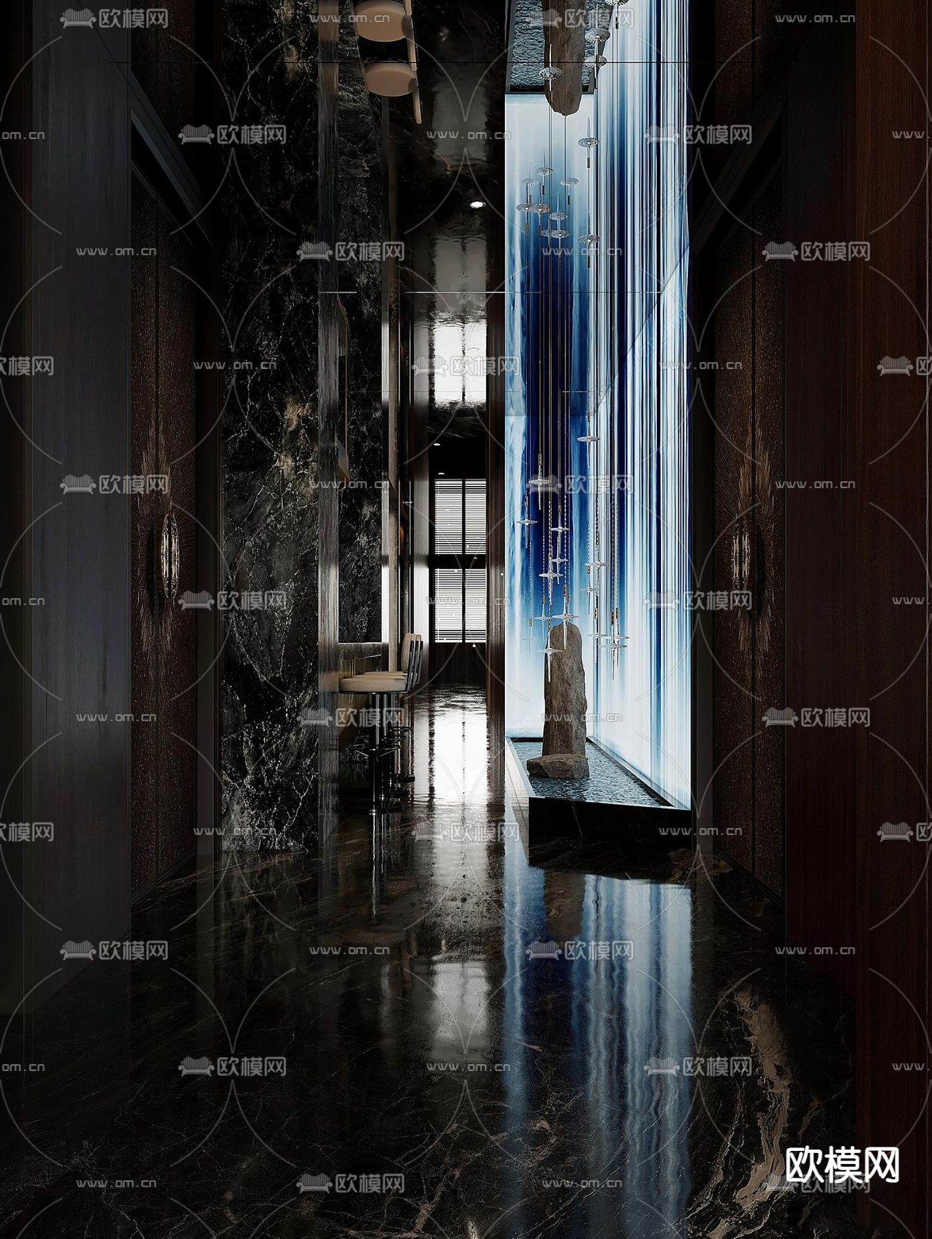 酒店走廊 过道 会所吧台3d模型下载（渲染图2）