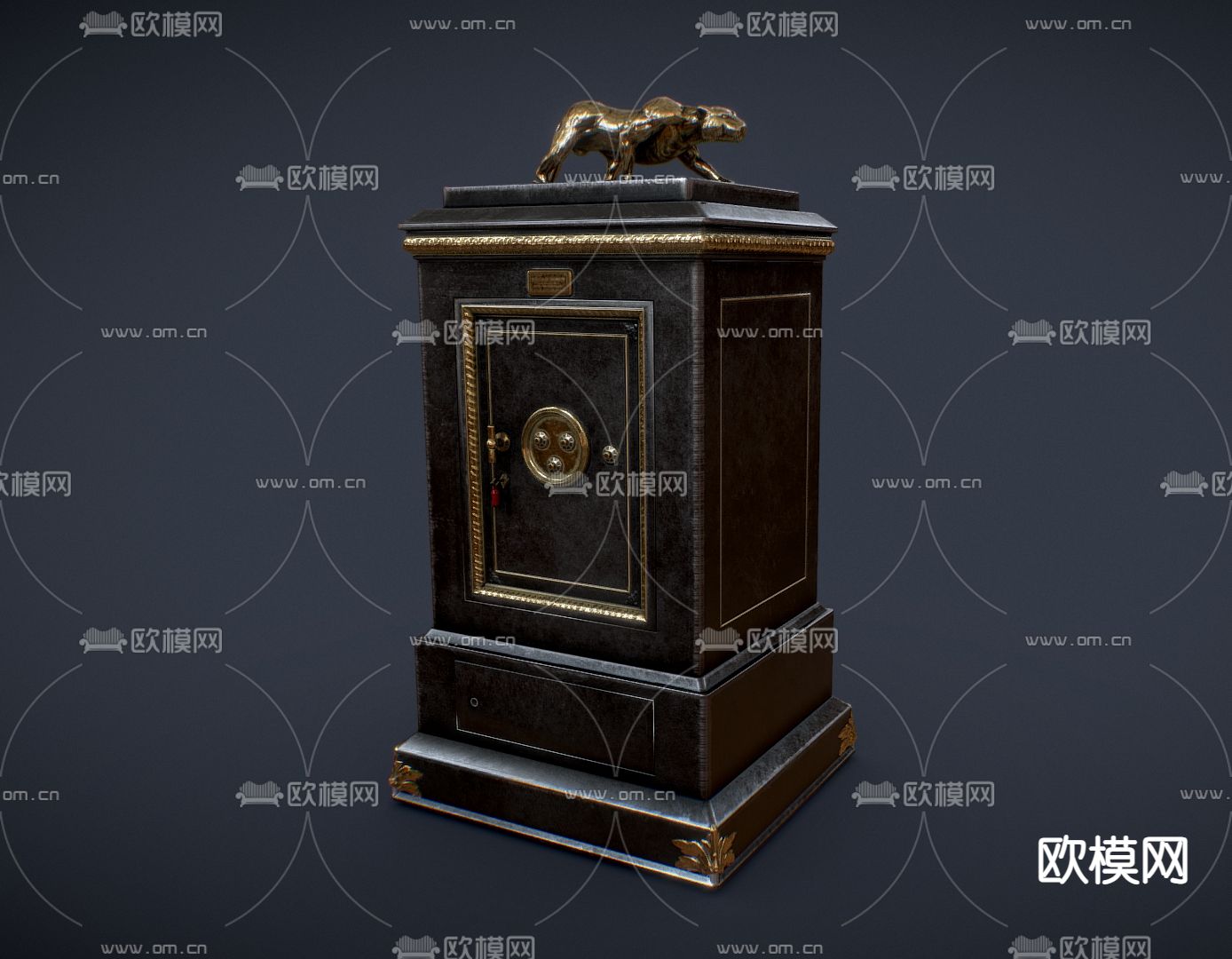 欧式保险柜3d模型下载（渲染图1）