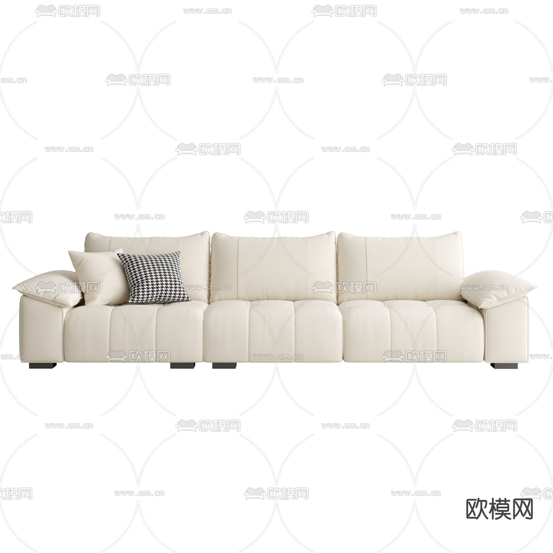 奶油风沙发 三人沙发3d模型下载（渲染图3）