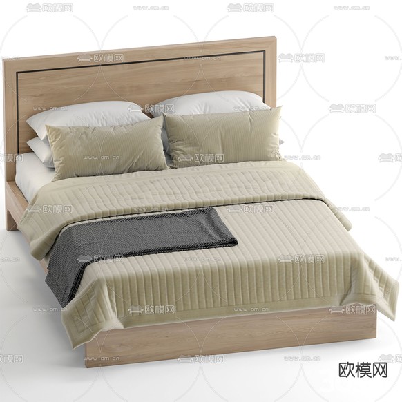 Westelm Hartford 双人床3d模型下载(渲染图2)