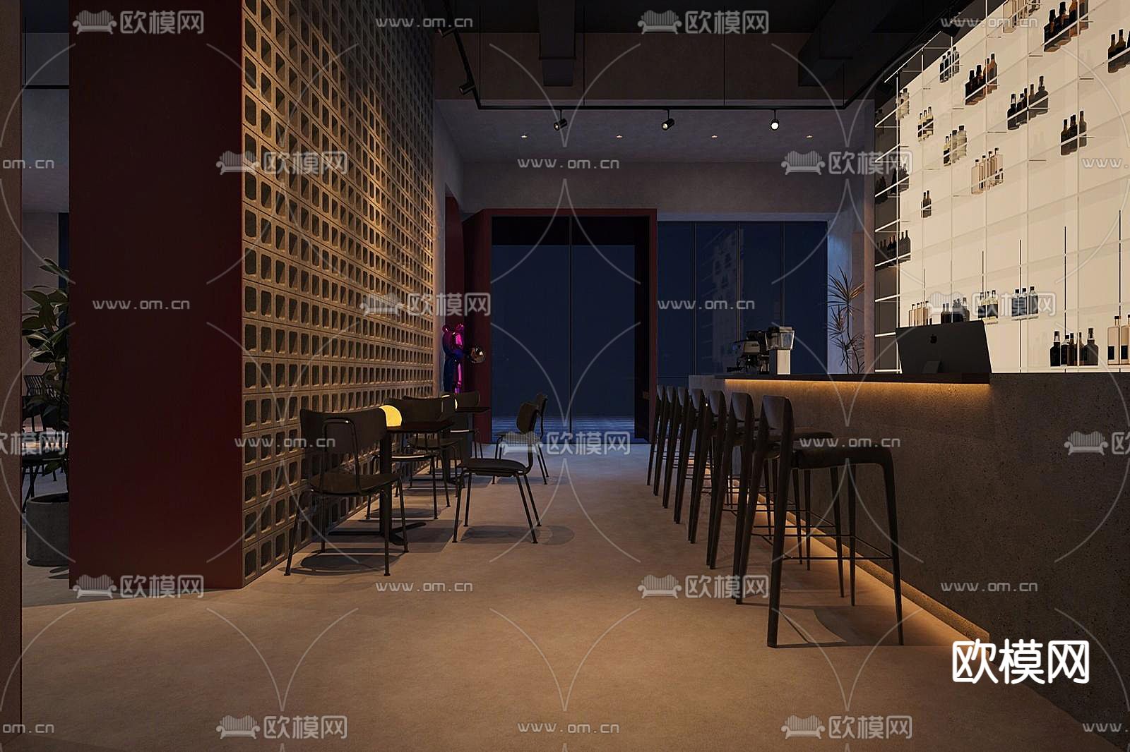 工业风咖啡厅 咖啡馆3d模型下载（渲染图3）