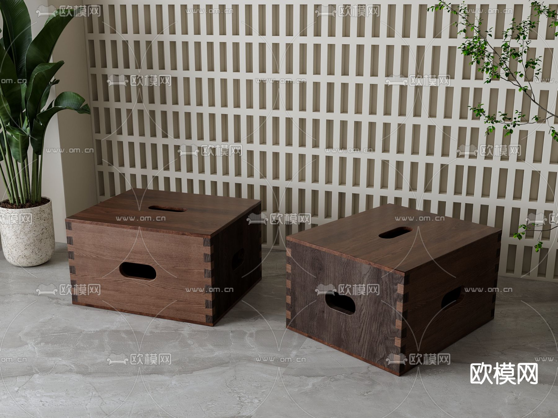 北欧凳子 矮凳 方凳3d模型下载