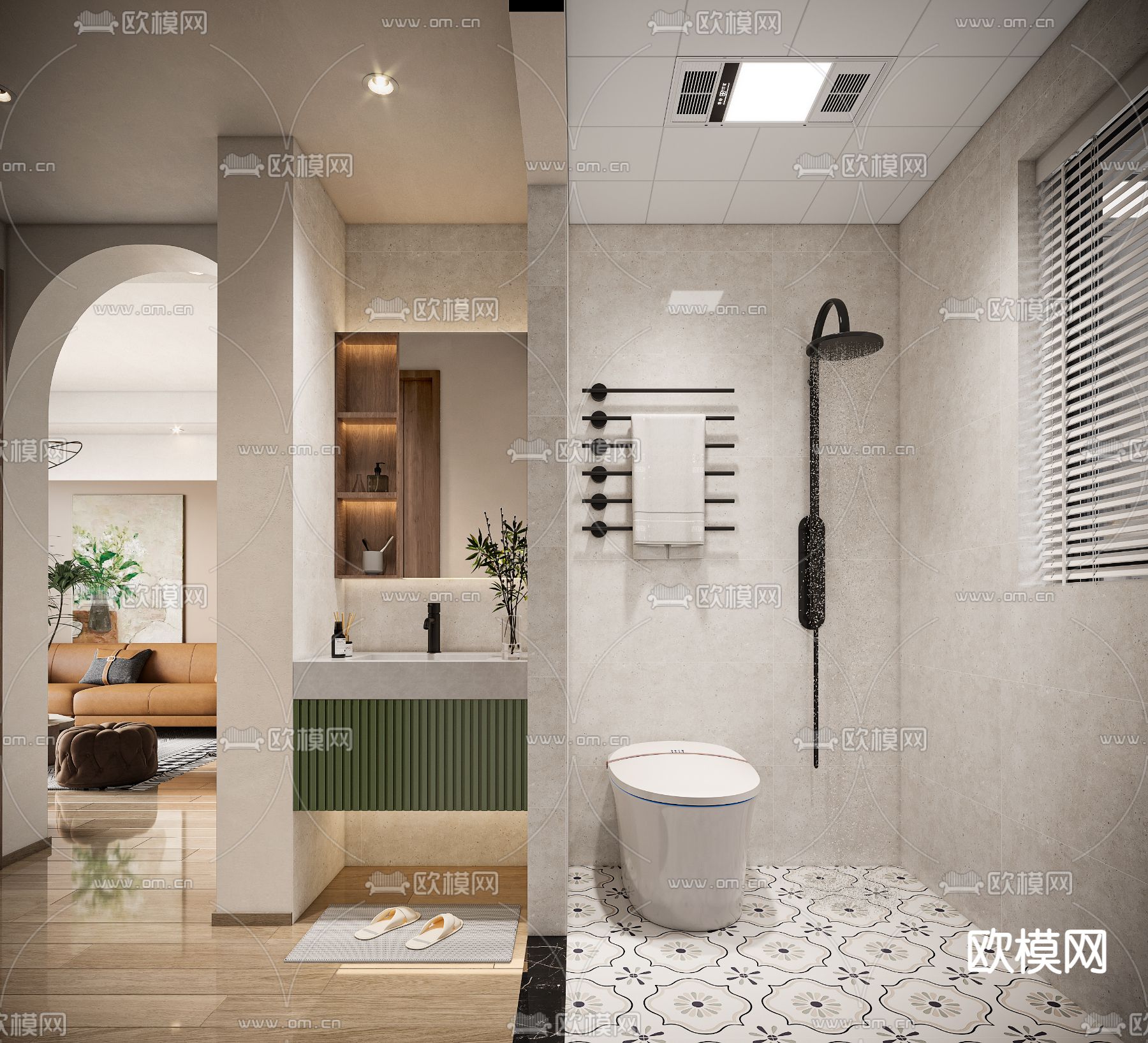 简欧卫生间 洗手间3d模型下载