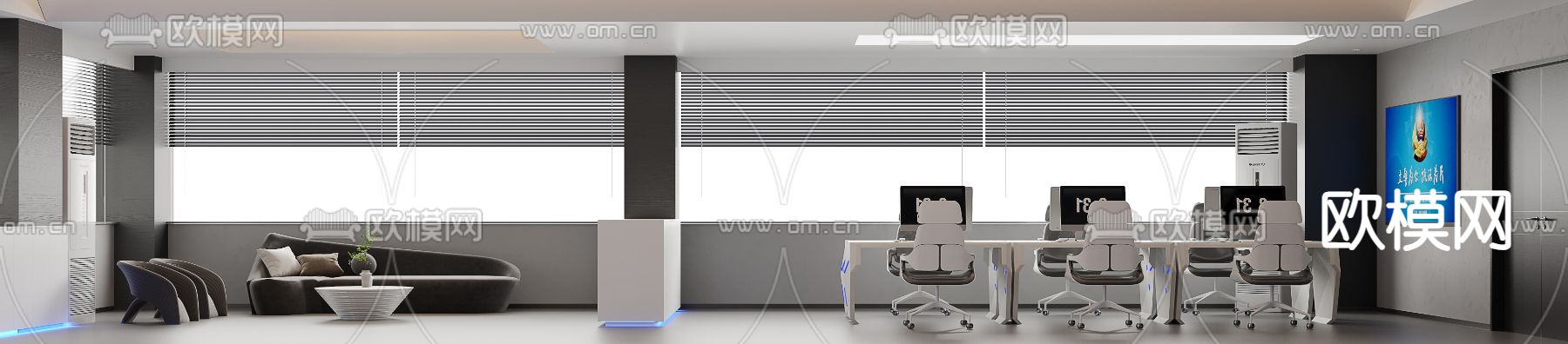 现代公安局 信息中心3d模型下载（渲染图1）