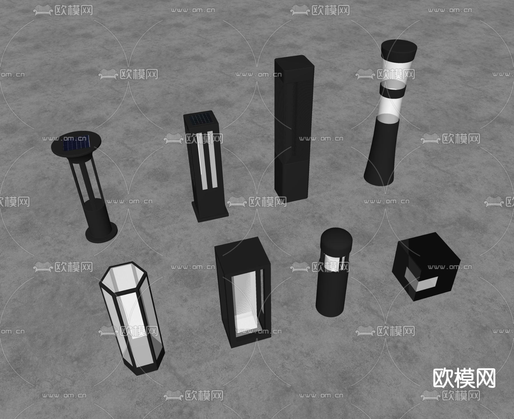 现代景观灯 户外灯 草坪灯 庭院灯su模型下载（渲染图1）