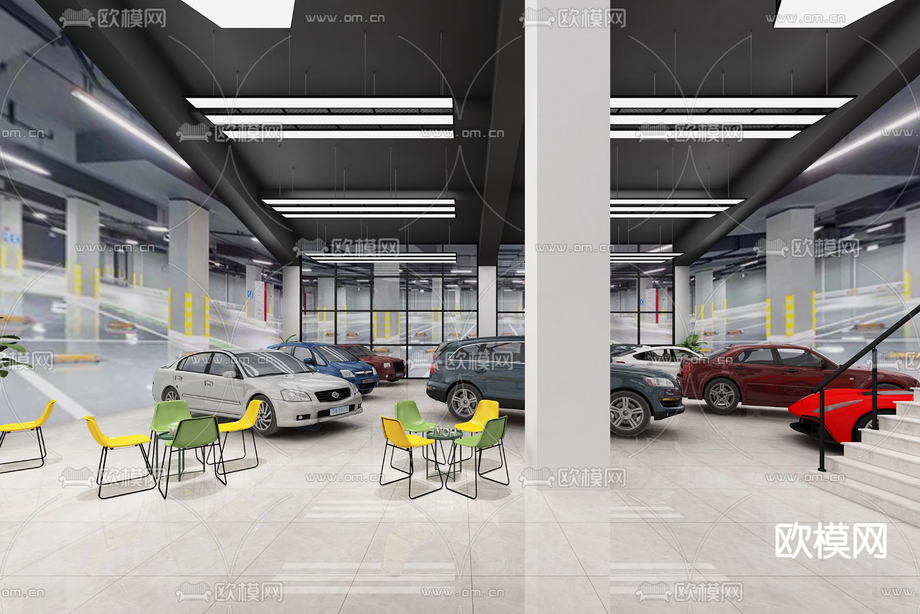 4S店 汽车展厅3d模型下载（渲染图1）