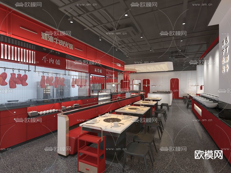 火鍋餐廳 火鍋店3d模型下載(渲染圖2)