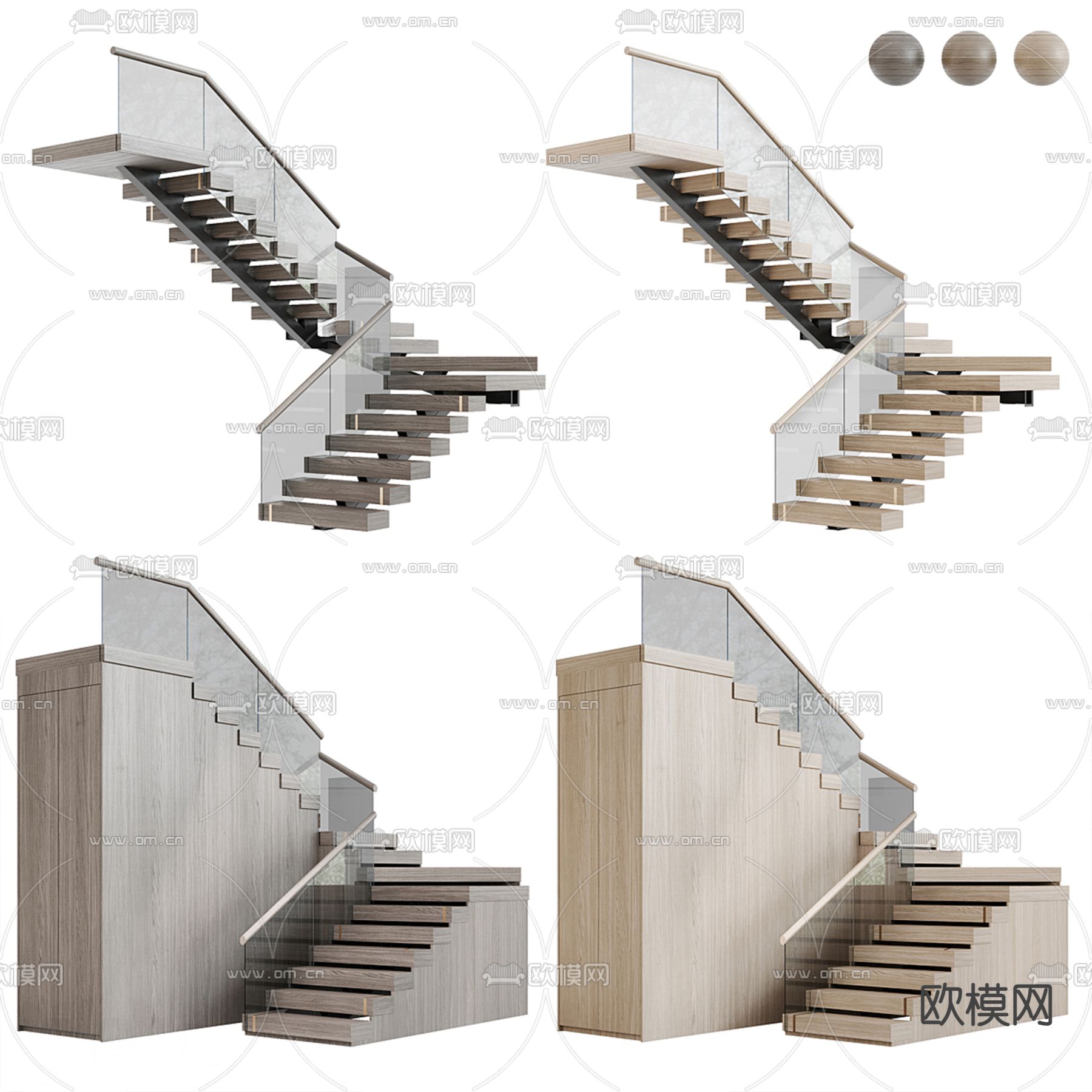 转角楼梯 实木楼梯3d模型下载