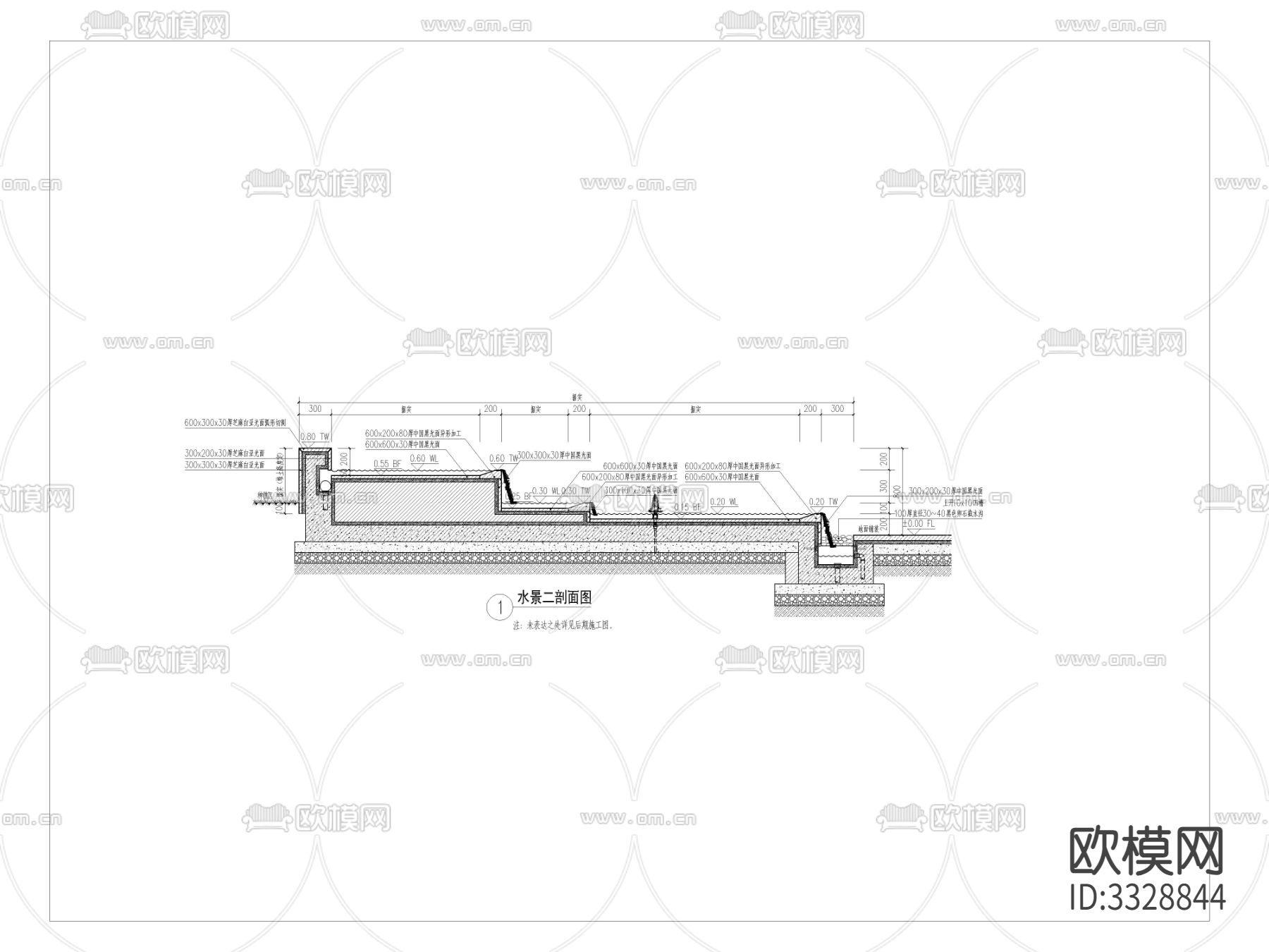水景详图 剖面 节点大样图下载（渲染图4）