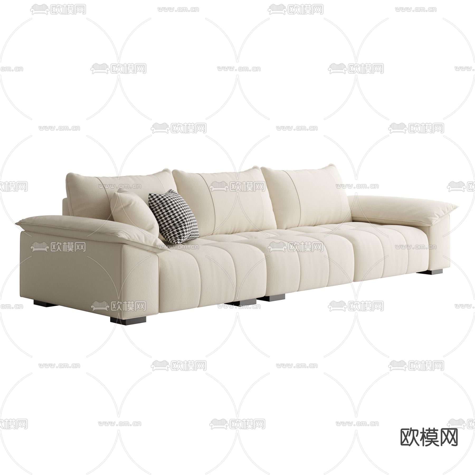 奶油风沙发 三人沙发3d模型下载（渲染图2）