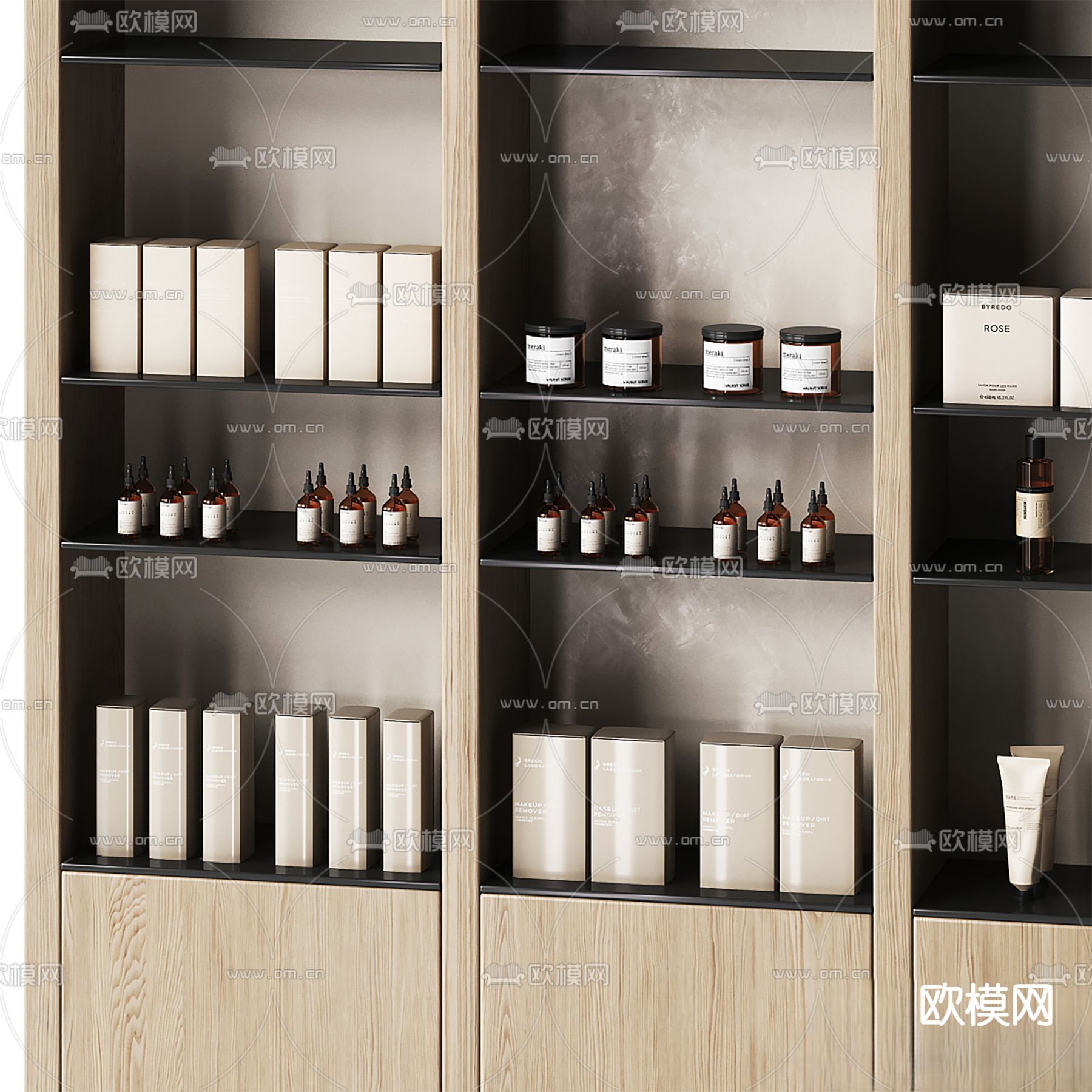 化妆品货架 展柜3d模型下载（渲染图2）