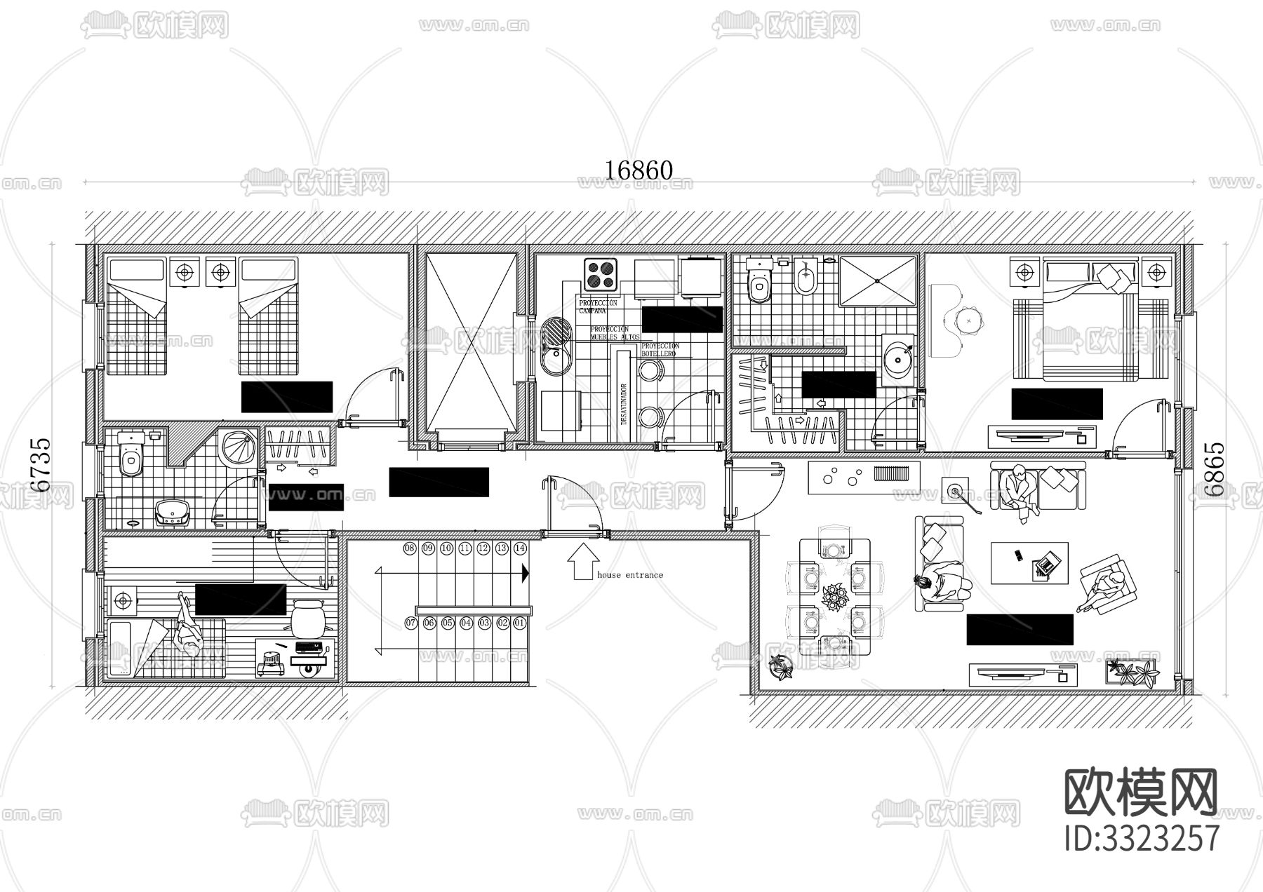 83m²公寓住宅cad平面图下载