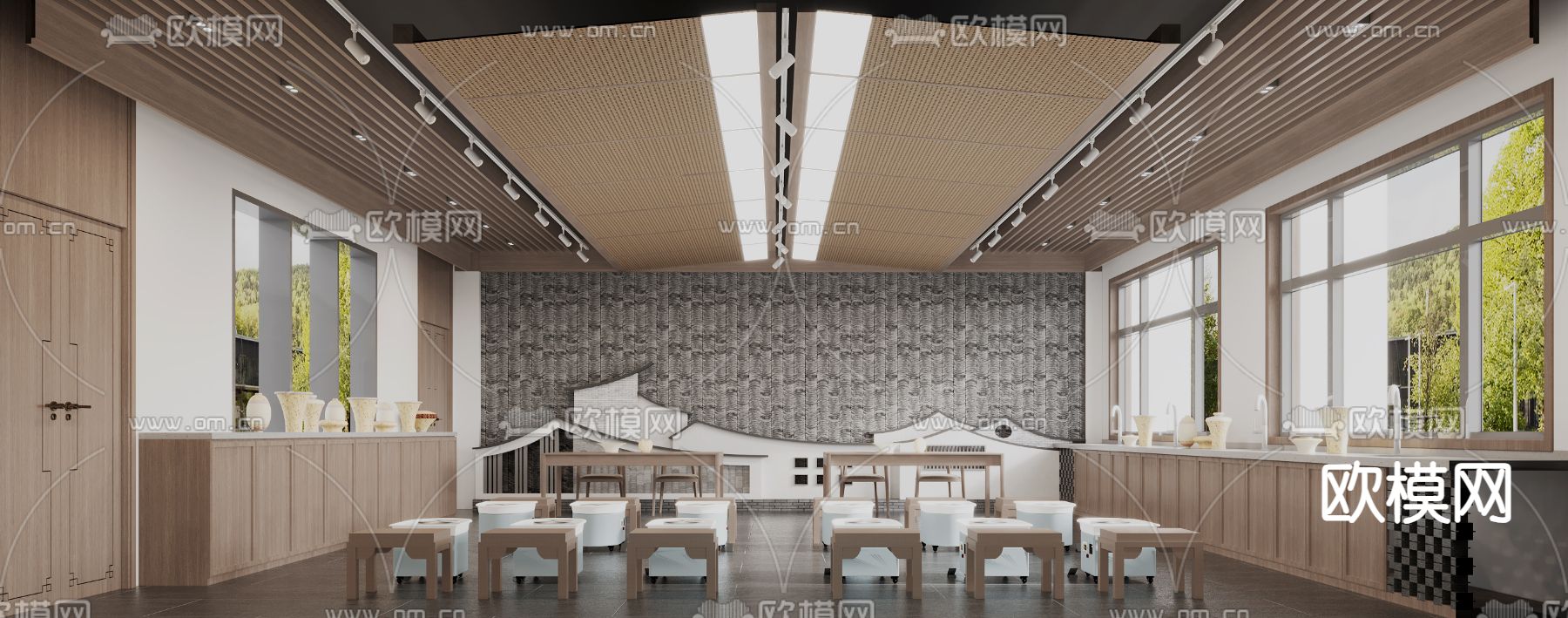 中式陶艺教室3d模型下载（渲染图2）